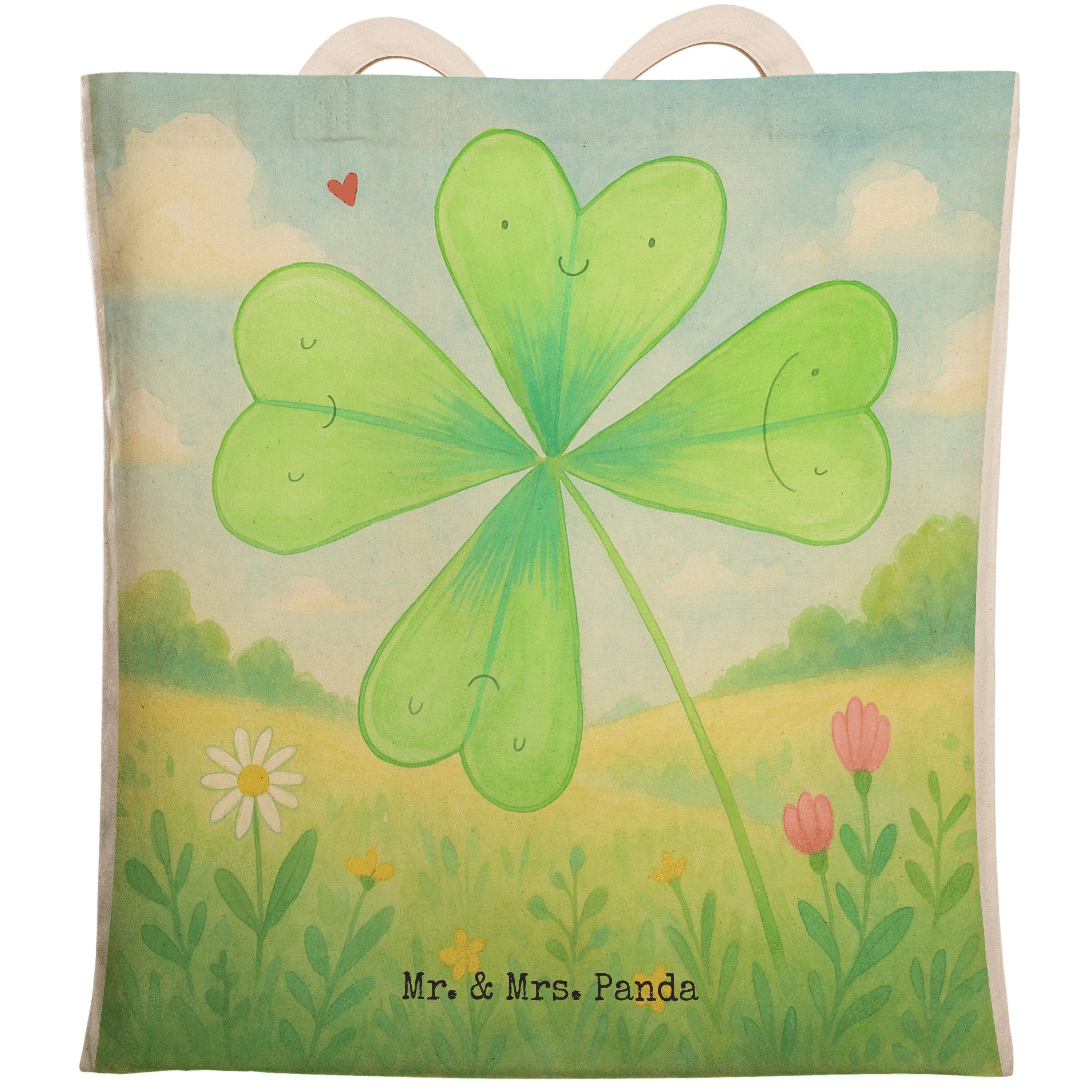 Tragetasche Blume Kleeblatt Design, Tote Bag, Weiß, einkaufsshopper, Glück, Neuan