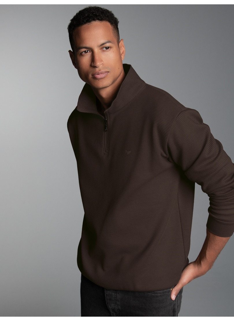 Trigema Sweatshirt TRIGEMA Troyer in Waffeloptik