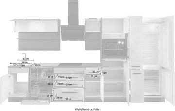 HELD MÖBEL Küchenzeile Tulsa, ohne E-Geräte, Breite 360 cm, schwarze Metallgriffe, MDF Fronten