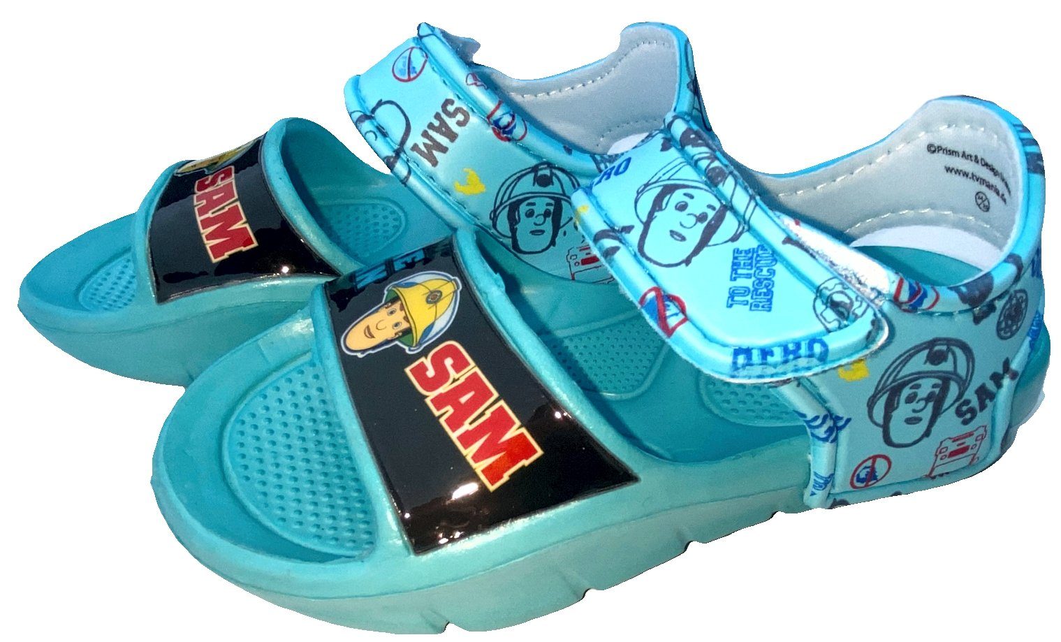 Feuerwehrmann Sam Feuerwehrmann Sam Sandalen Badeschuhe Schuhe für Jungen + Mädchen, rutschfeste Sohle, Klettverschluss, Kinderschuhe Sommerschuhe Schwimmschuhe blau Gr.24/25 26/27 28/29 30/31 Badesandale