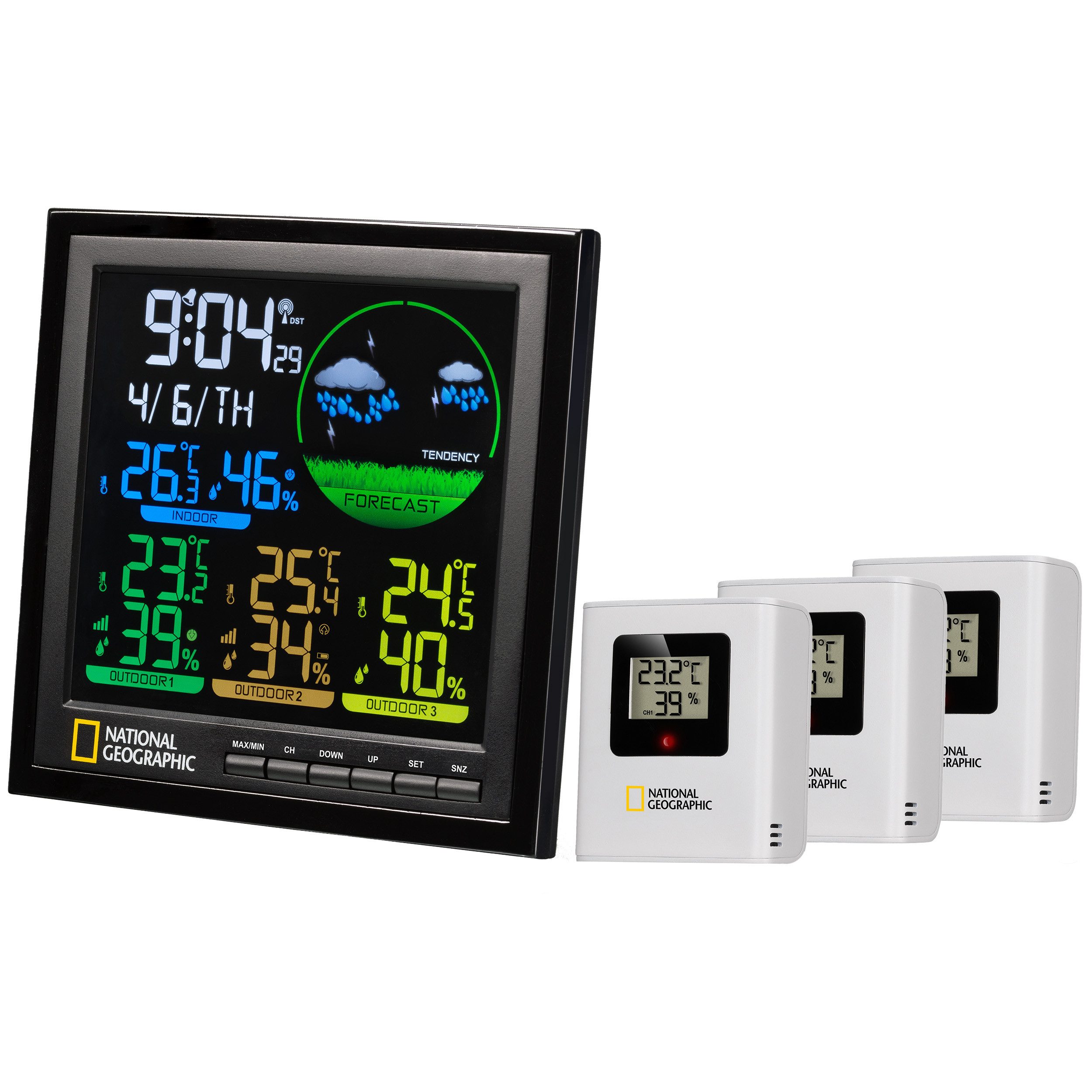 NATIONAL GEOGRAPHIC NATIONAL GEOGRAPHIC VA Farb-Wetterstation 4 Messbereiche, schwarz Wetterstation