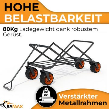SAMAX Bollerwagen Faltbarer Bollerwagen Offroad - Schwarz / Orange