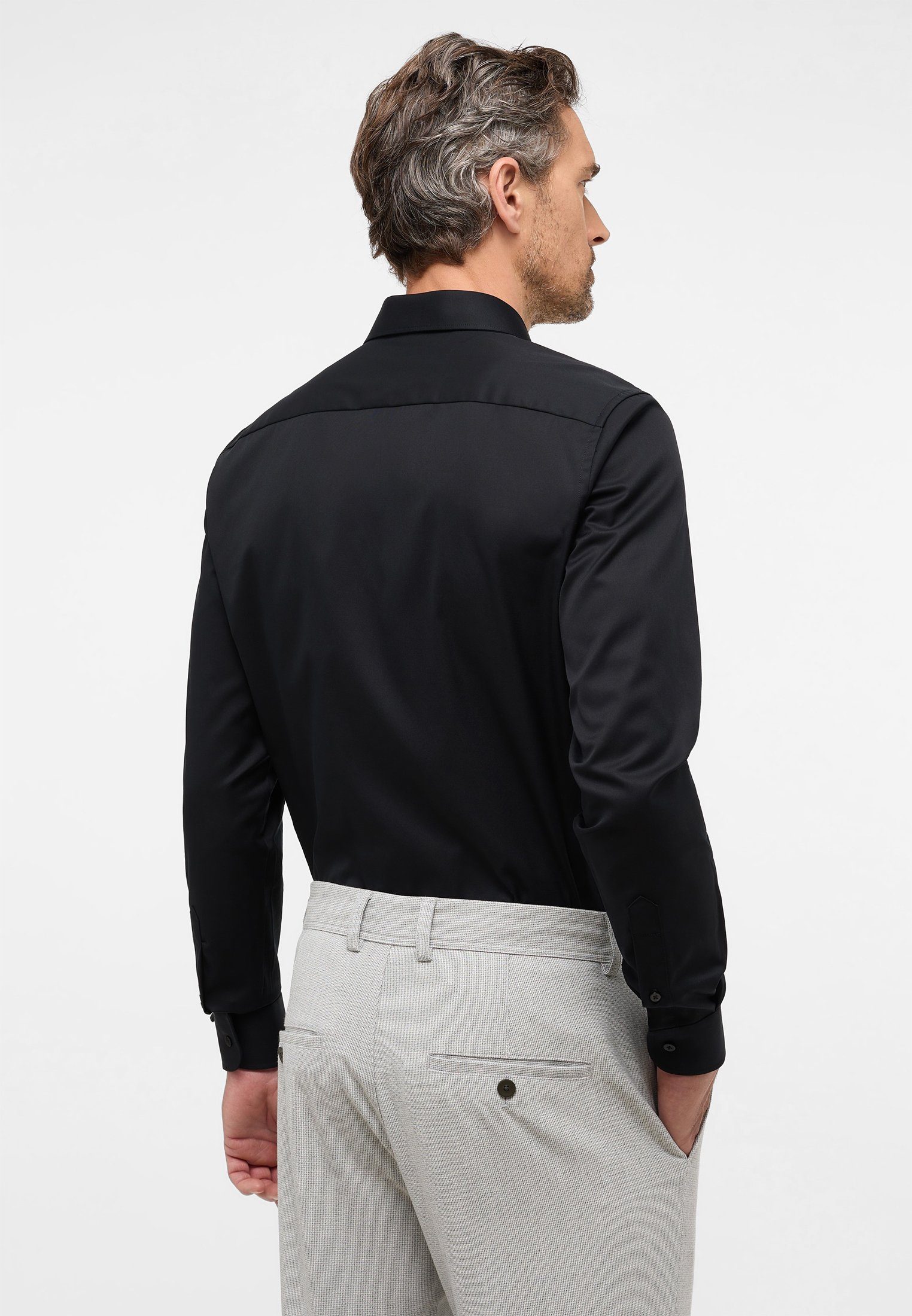 Langarmhemd SLIM Eterna schwarz FIT