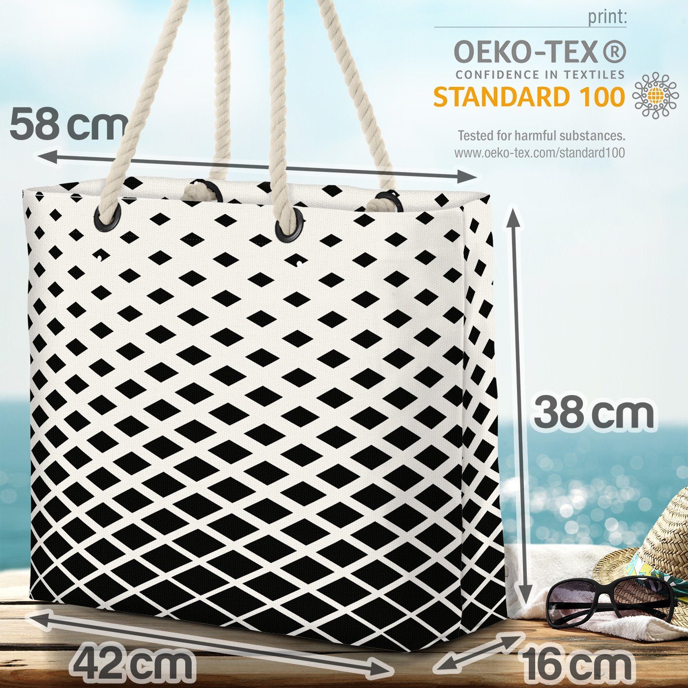 art geometrisch Halbton hipster Schattierung (1-tlg), abstrakt deco Dreieck Bag Beach VOID Strandtasche