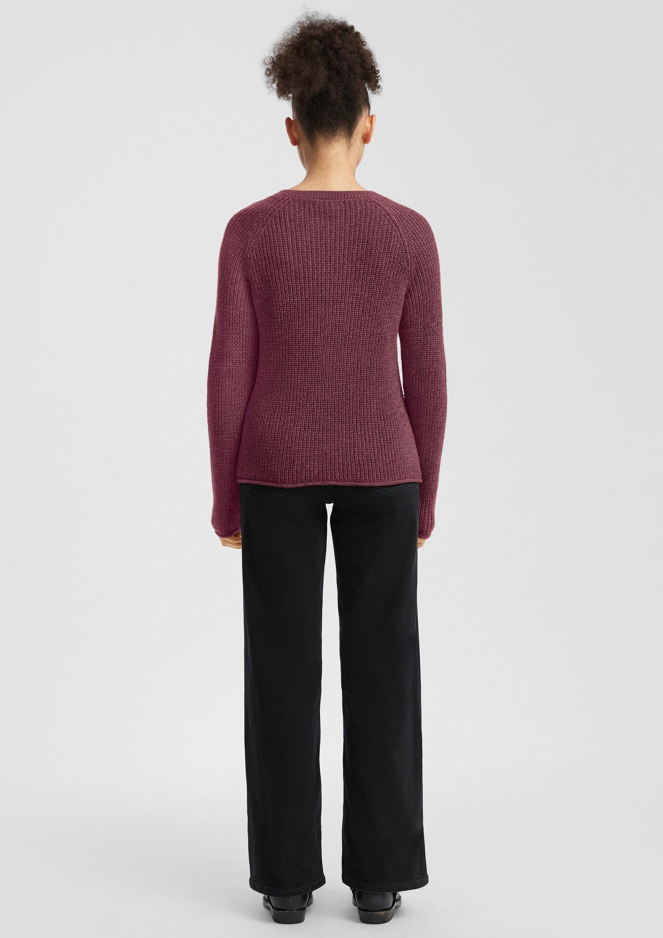 QS Longpullover Strickpullover Melierter Strickpullover mit Raglanärmeln