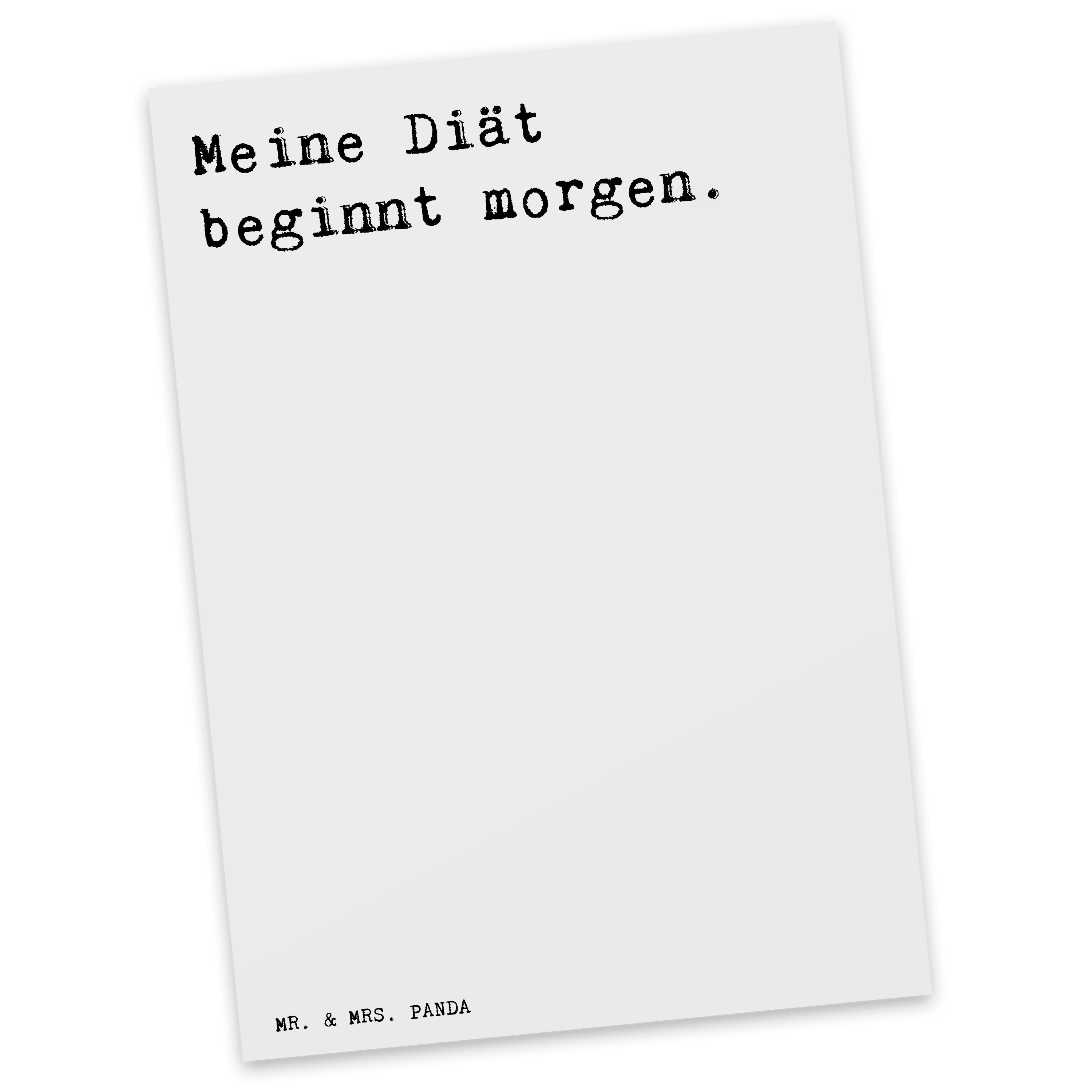 Mr. & Mrs. Panda Postkarte »Meine Diät beginnt Weiß Spruch