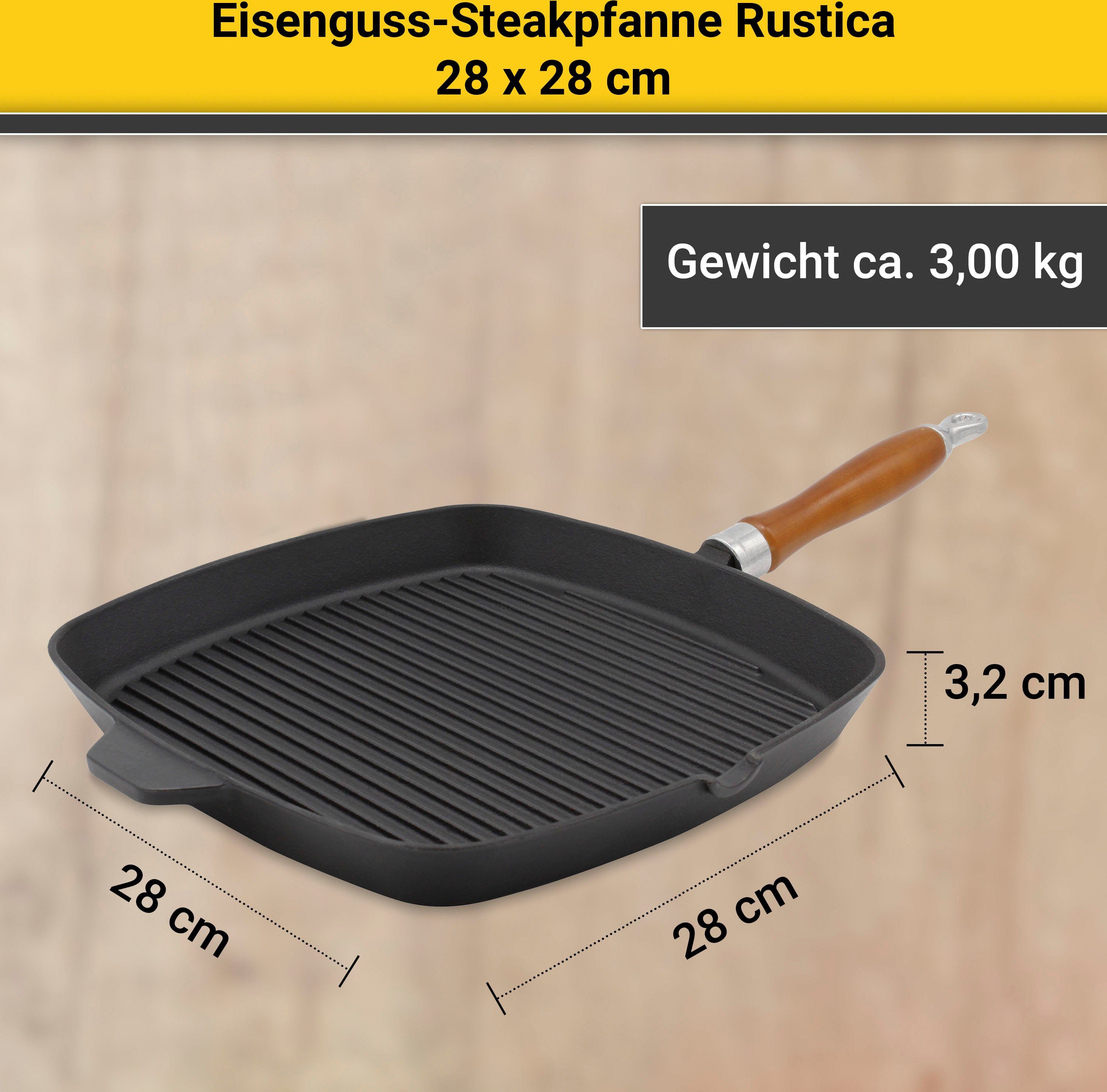 Krüger Steakpfanne Rustica, Induktion Aluminiumguss (1-tlg), 28x28 cm