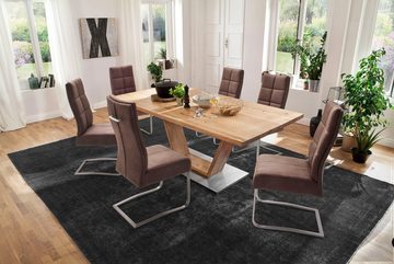 MCA furniture Esstisch Greta, Esstisch Massivholz mit Baumkante, gerader Kante oder Tischplatte