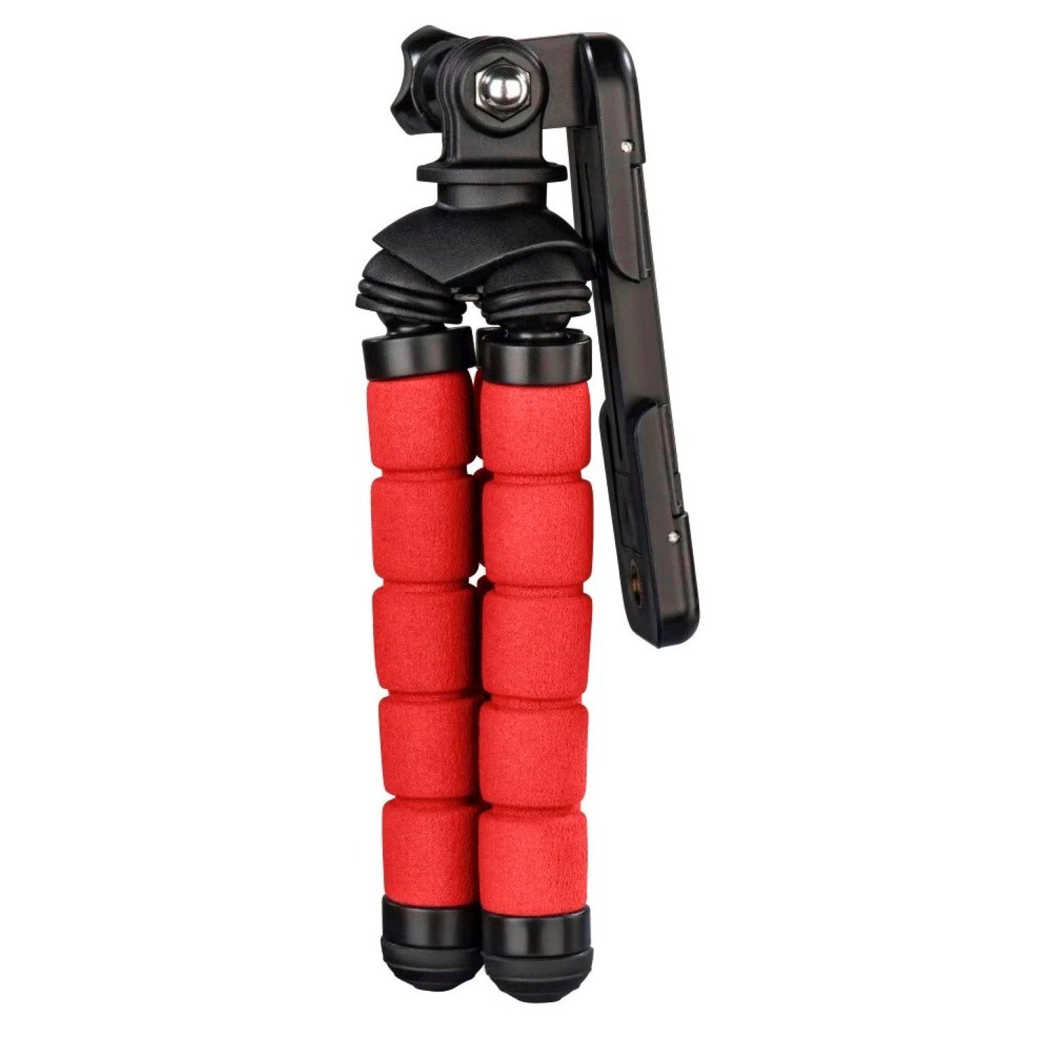 Hama Flex Flexibles Mini-Stativ 14cm Tripod Rot Kamerastativ (Beine mit 360°-Biegung Smartphone-Halterung und für GoPro ActionCam) – Bild 4 von 5