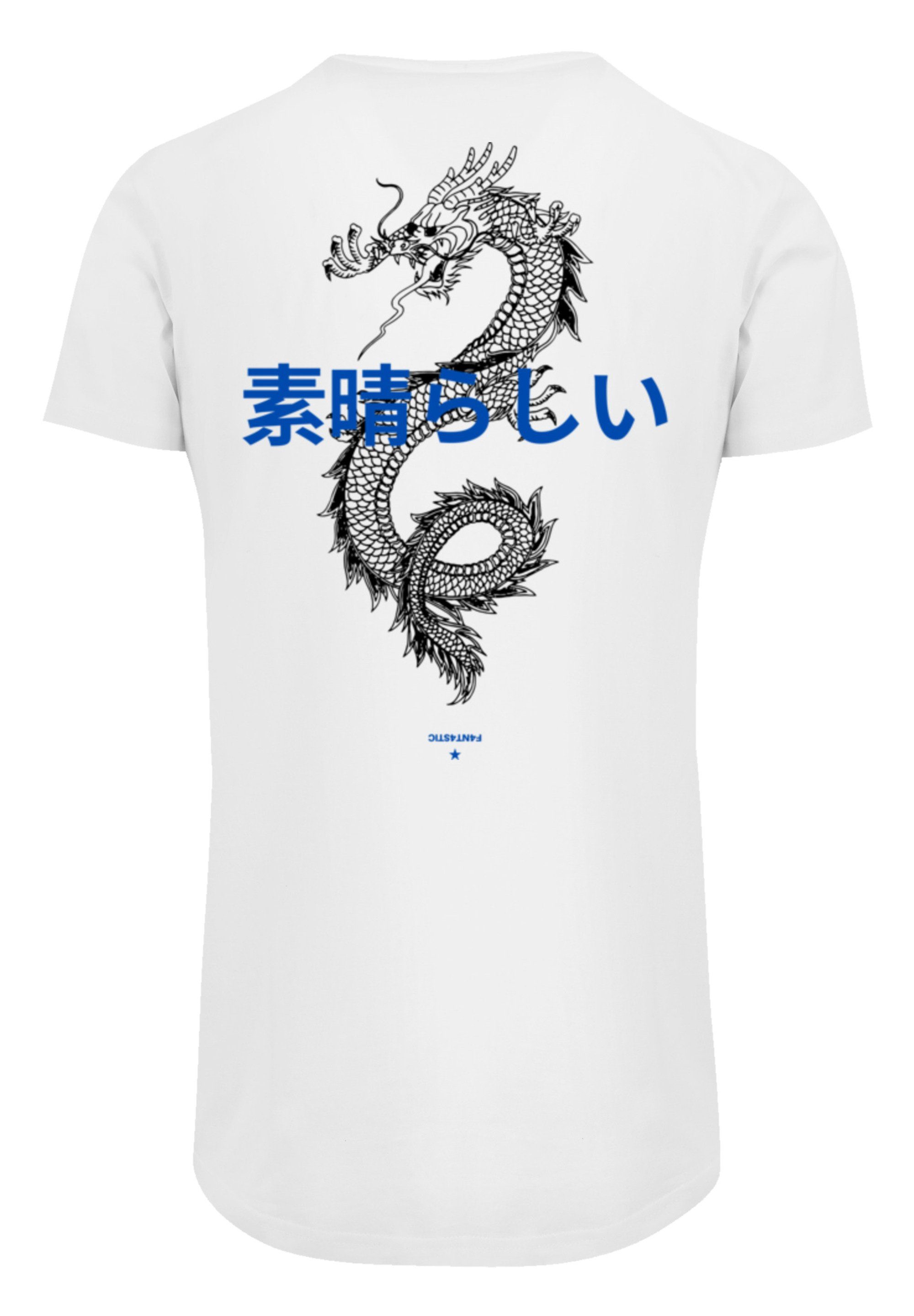 Print Drache Japan T-Shirt weiß F4NT4STIC Dragon SIZE PLUS