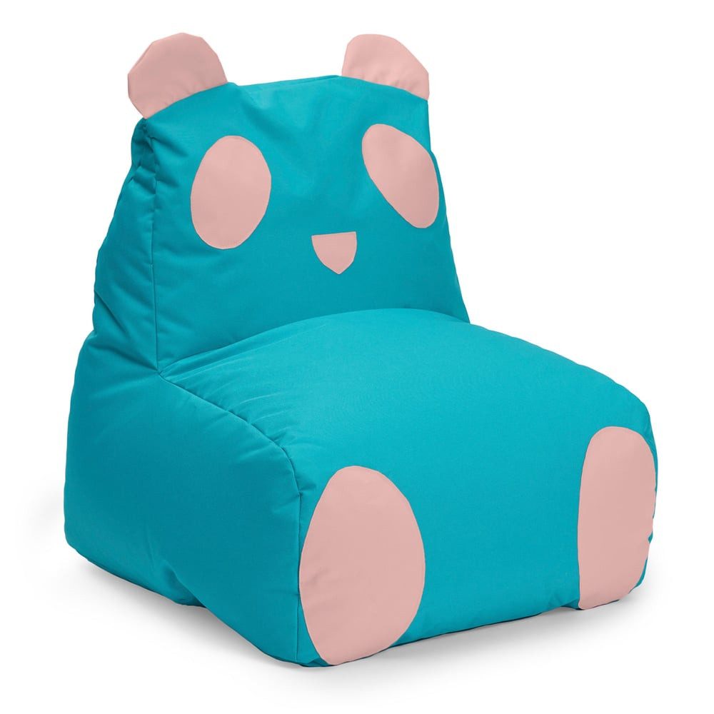 Lumaland Sitzsack Kindersitzsack Animal Line Panda - Türkis/Pastell Pink 75x65x65 cm, weiches Sitzpolster, Kinderzimmer, pflegeleichtes Material