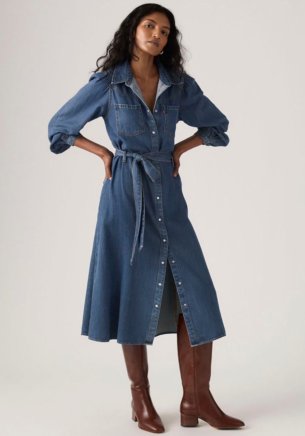 Levi's® Jeanskleid JOURNEY LS MAXI DRESS mit Bindegürtel
