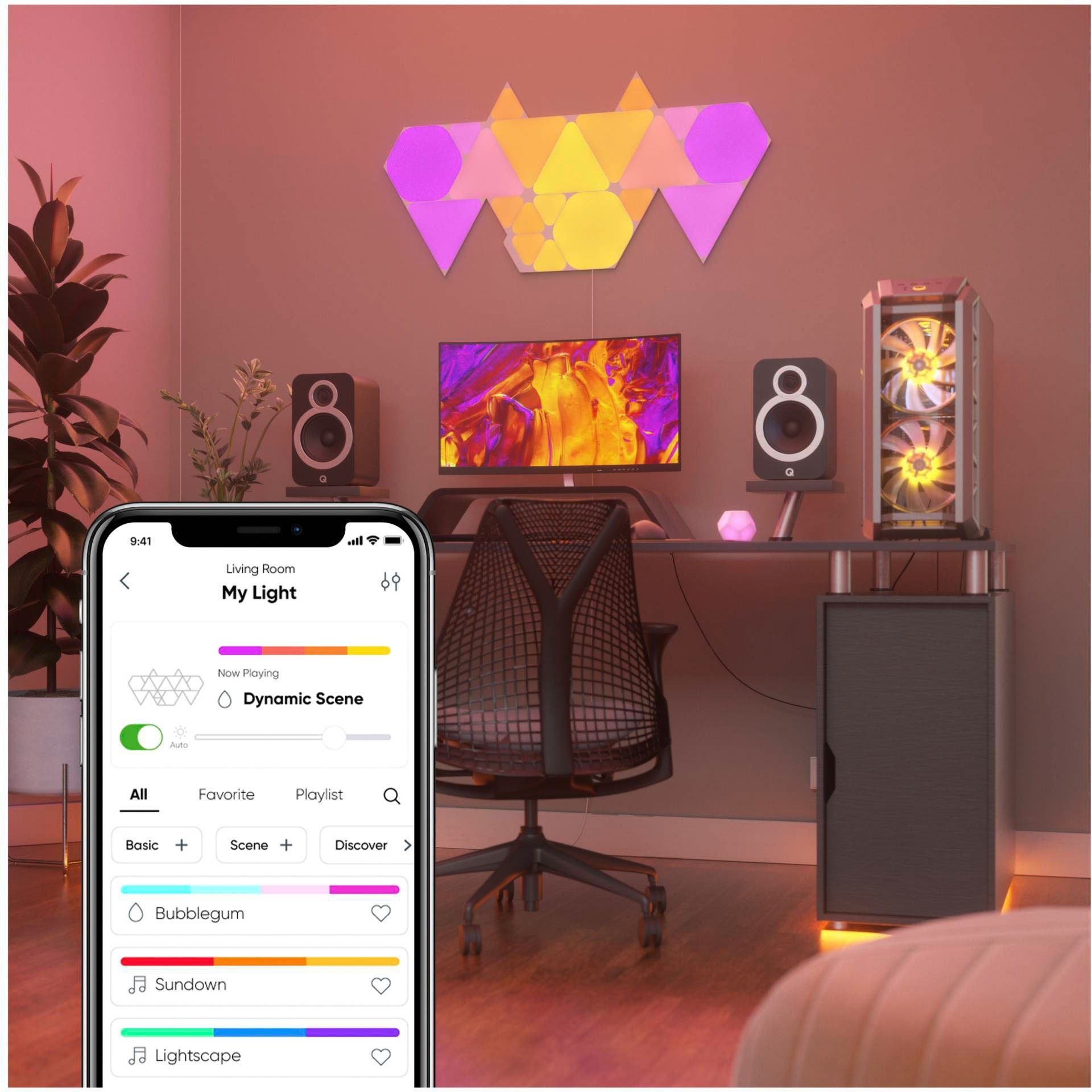Dimmfunktion, Farbwechsler LED Panel integriert, Triangles, fest LED nanoleaf