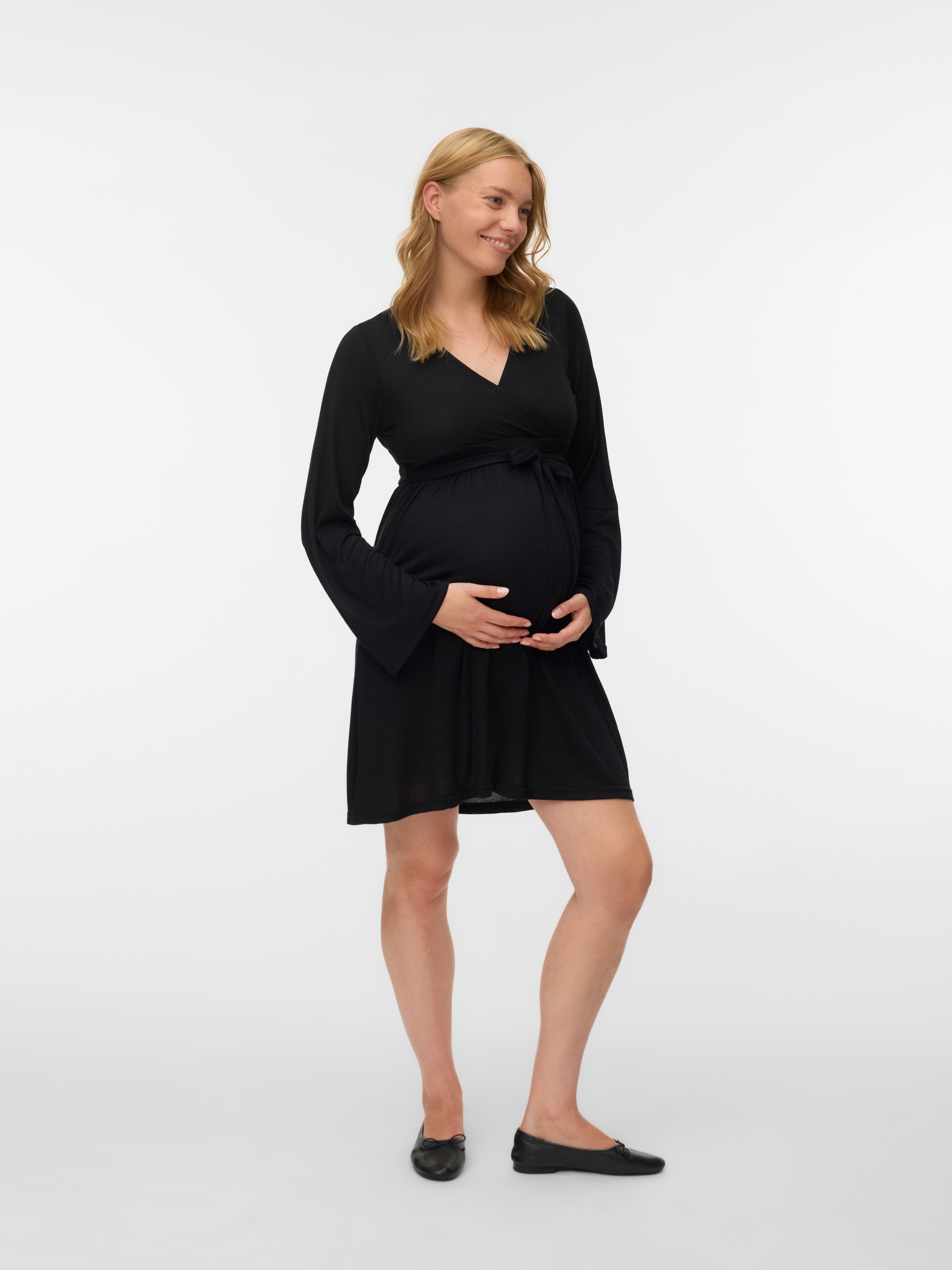 Mamalicious Umstandskleid MLMAEVE TESS LS JRS DRESS 2F NOOS Stilllage unter einem Wickeleffekt