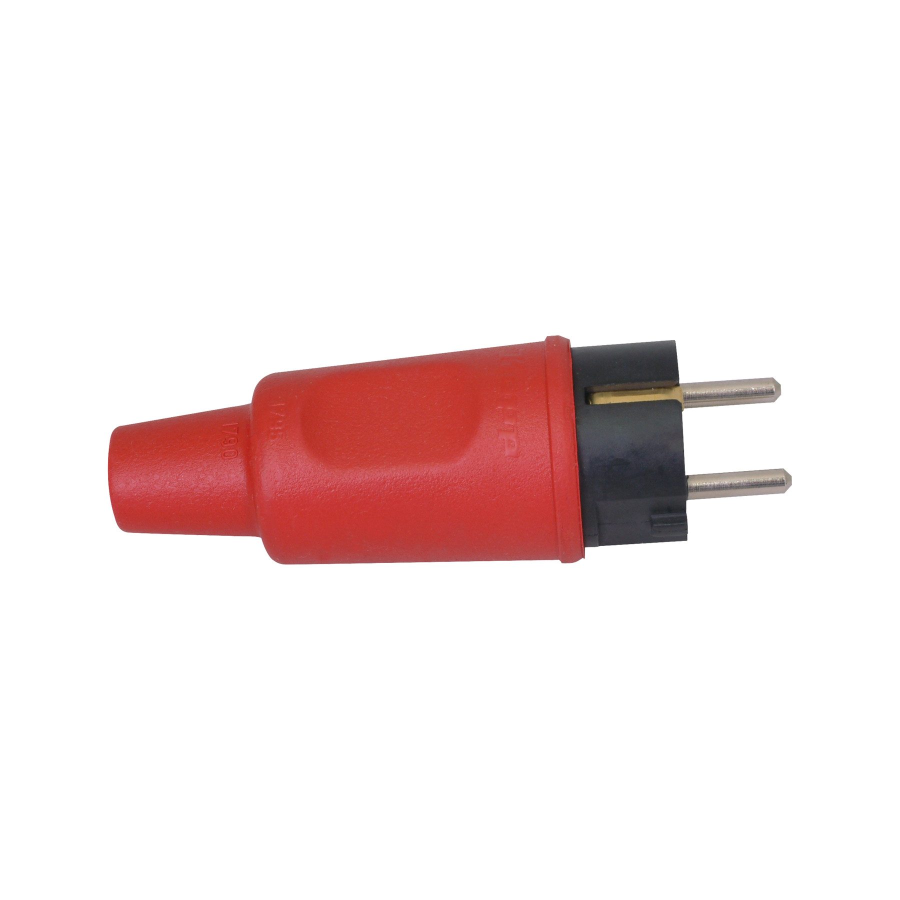 Kopp Schuko-Stecker KOPP Schutzkontakt-Stecker 179512005, Vollgummi, Knickschutz, rot