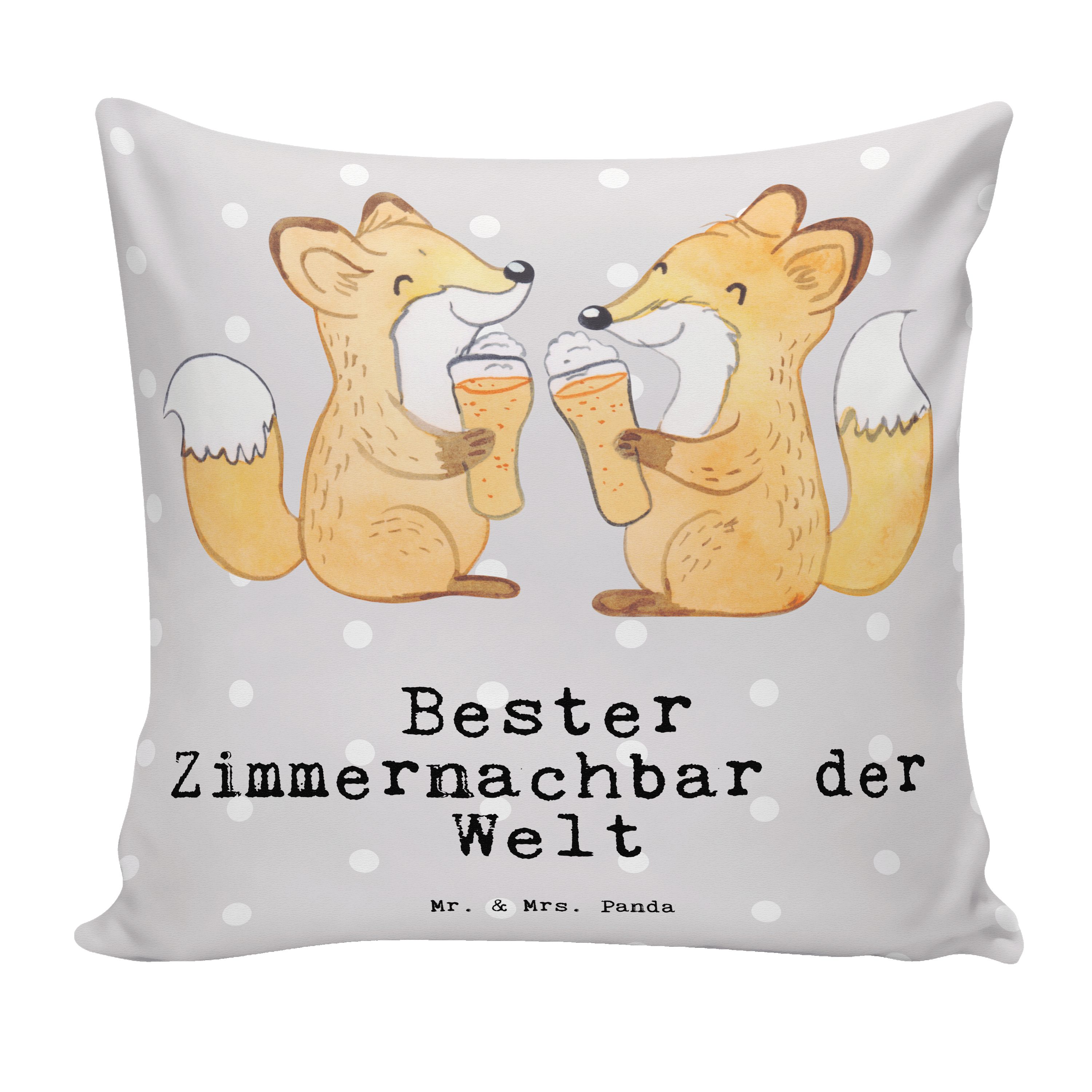 Mr. & Mrs. Panda Dekokissen - Wohnhe Bester Geschenk, Zimmernachbar der Fuchs Welt - Pastell Grau