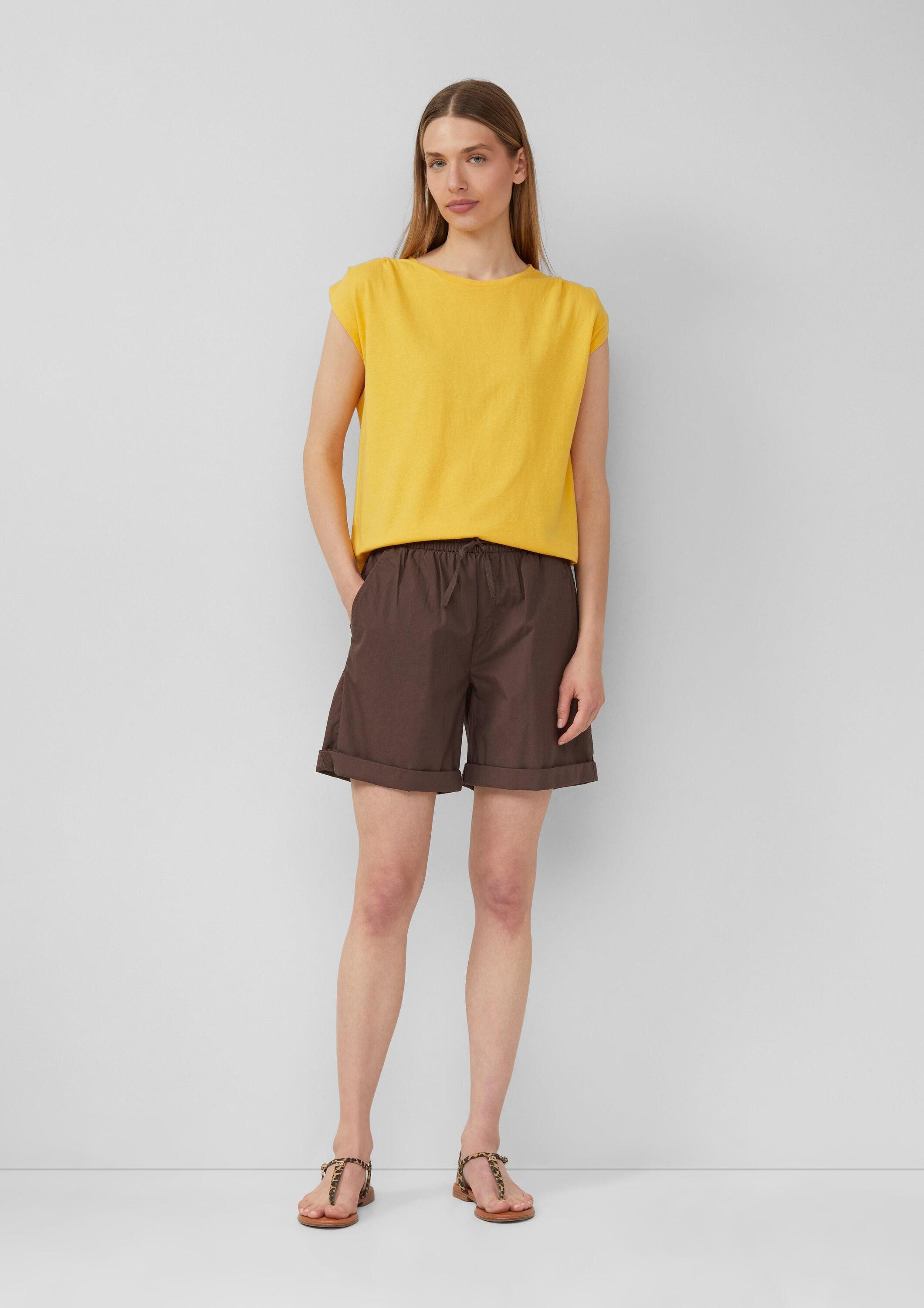 s.Oliver Kurzarmshirt T-Shirt Verkürztes T-Shirt mit Faltendetails