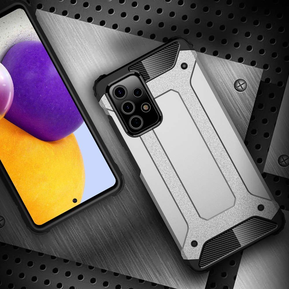 FITSU Handyhülle Outdoor Hülle für Samsung Galaxy A72 Silber 6,7 Zoll, Robuste Handyhülle Outdoor Case stabile Schutzhülle mit Eckenschutz