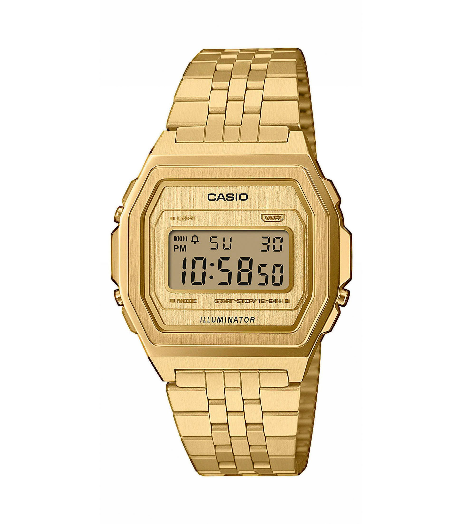 CASIO VINTAGE Chronograph A1000G-9EF, Quarzuhr, Armbanduhr, Damenuhr, Herrenuhr, Edelstahlarmband, digital