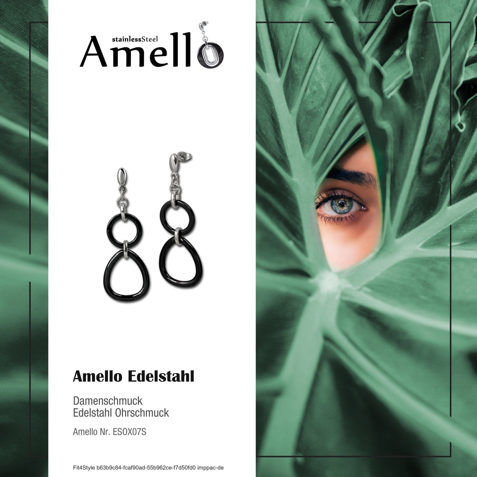 Amello in Edelstahl (Stainless Ohrringe Edelstahl Paar Amello Keramik Ohrhänger Damen Ohrhänger Steel), Dreieck silberfarben (Ohrhänger),