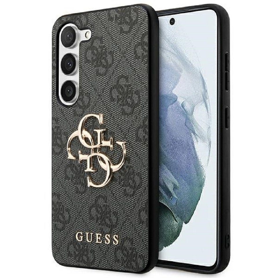 Guess Handyhülle Case Galaxy S24 Plus grau Big Logo goldfarben 6,7 Zoll, Kantenschutz