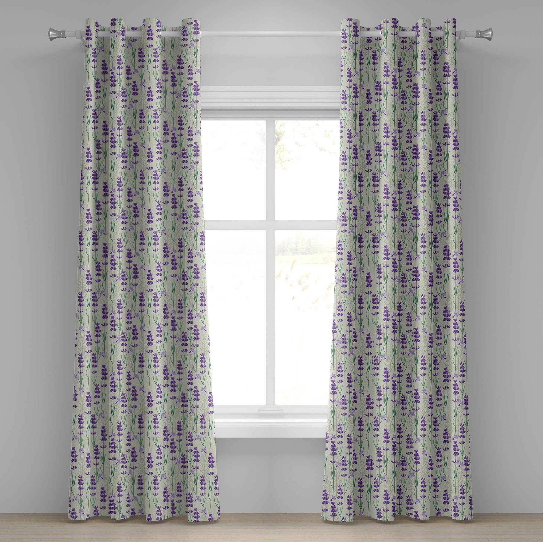 Gardine Dekorative 2-Panel-Fenstervorhänge für Schlafzimmer Wohnzimmer, Abakuhaus, Lavendel Frische Kräuter Botanical