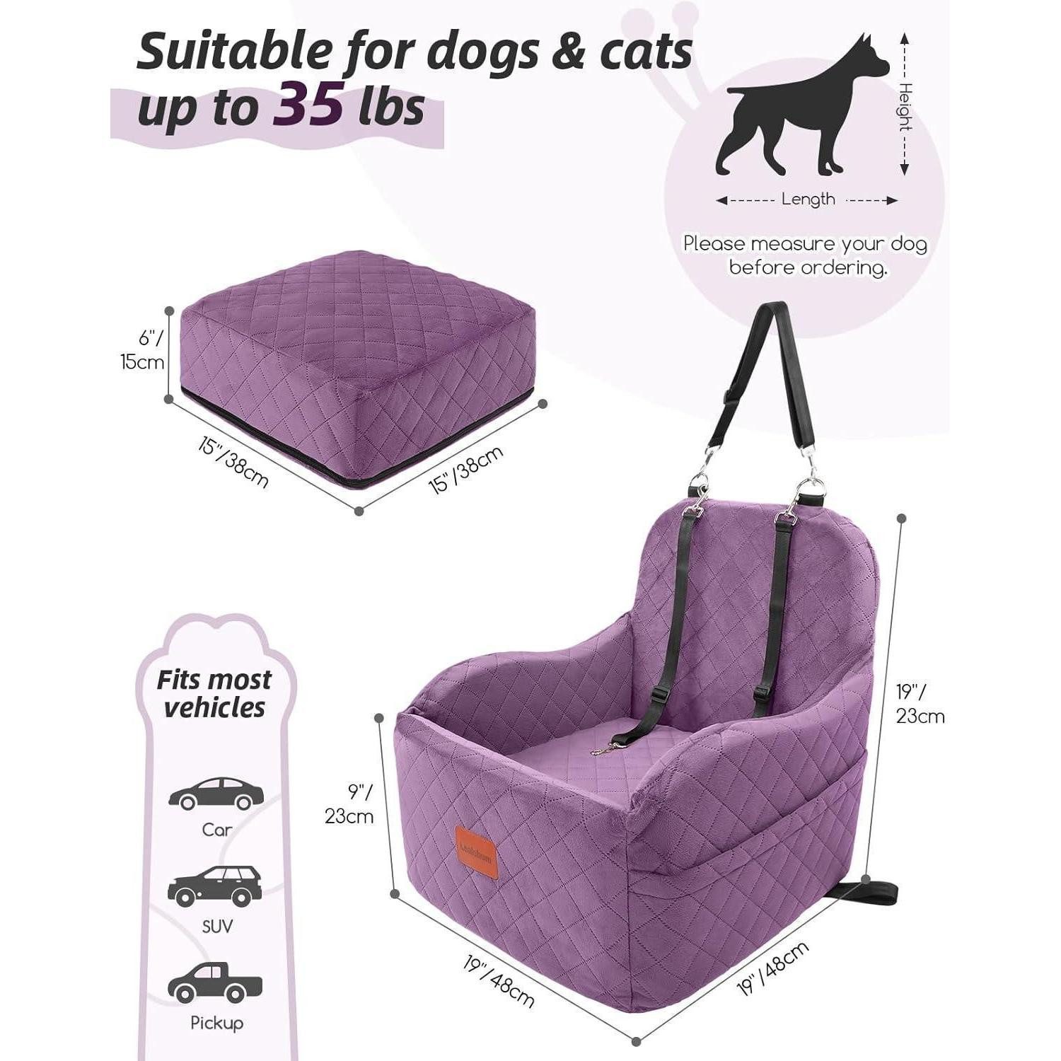 LuxusKollektion Hunde-Autositz Hunde Autositz Welpensitz Kissen Hundeleinen Purple Medium