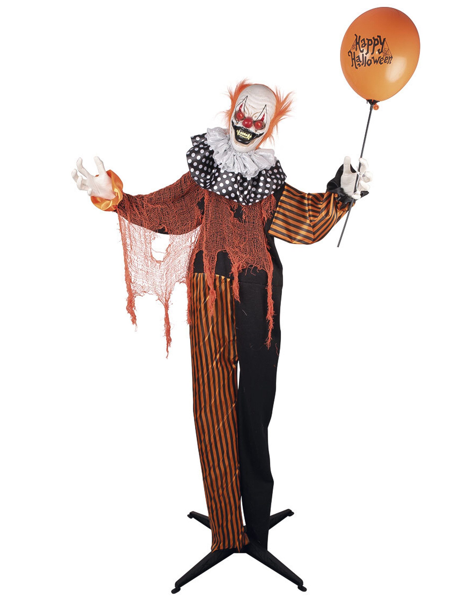 Kostüm Animierte Horrorclown-Dekofigur mit Leuchtaugen und Sound bunt 166 cm