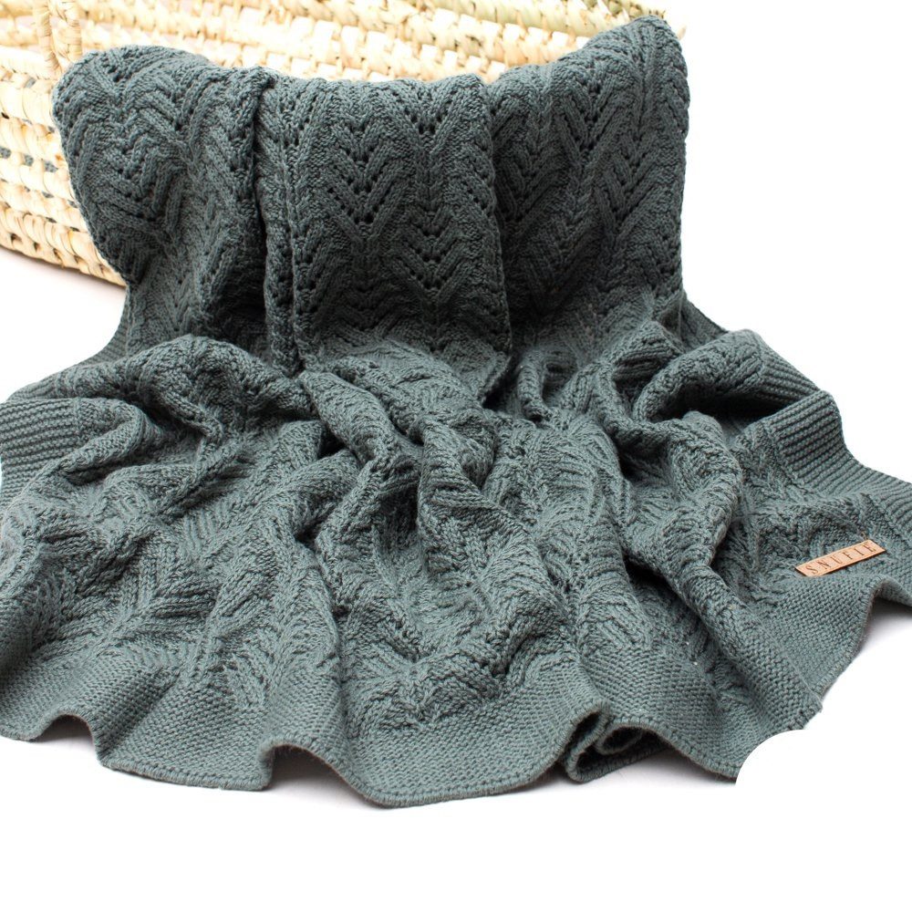 Babydecke Babydecke gestrickt Wiladu 100% Baumwolle Extra Weich 100x80cm, Wiladu