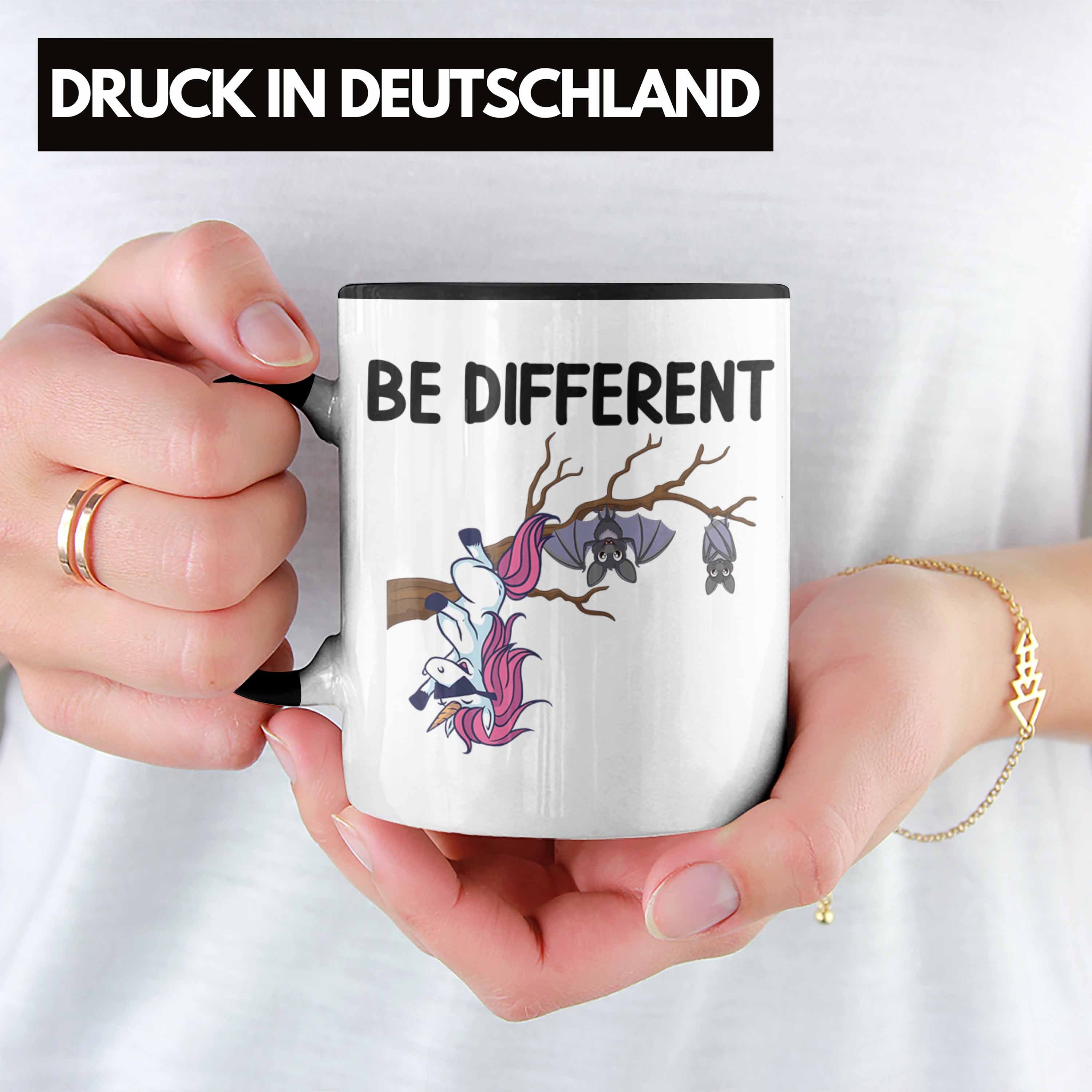 Trendation Tasse Trendation - Einhorn Be Frauen Schwarz Geschenkidee für Fledermaus Different Geschenk Tasse