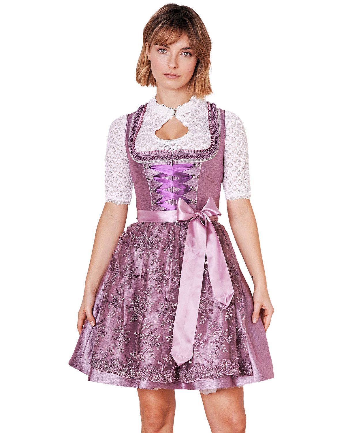 Krüger Madl Dirndl Dirndl 'Kalila' mit Spitzenschürze 419367, Lila 5