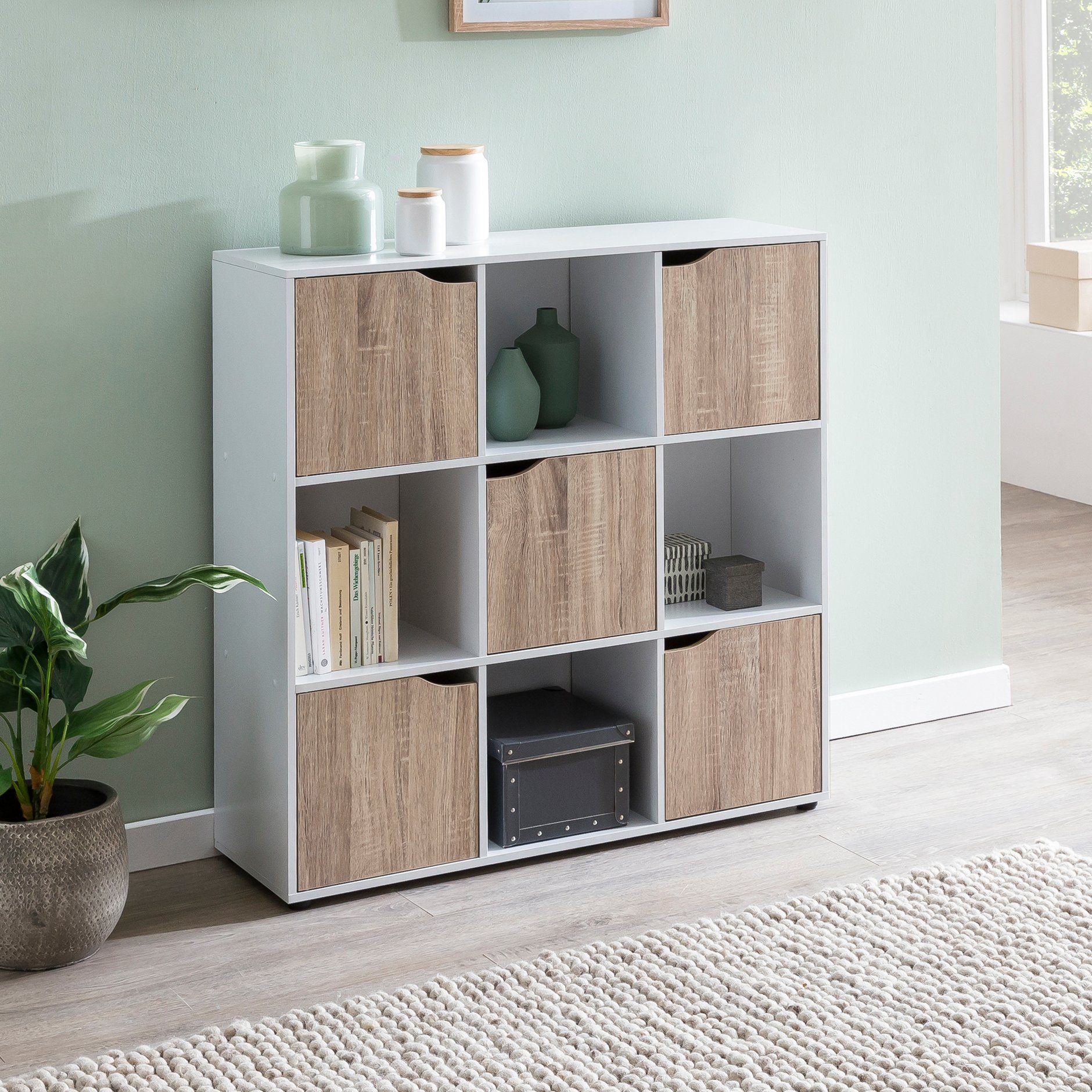FINEBUY Standregal FB49685 MASSA Bücherregal mit 9 Fächern Sideboard Würfel günstig online kaufen