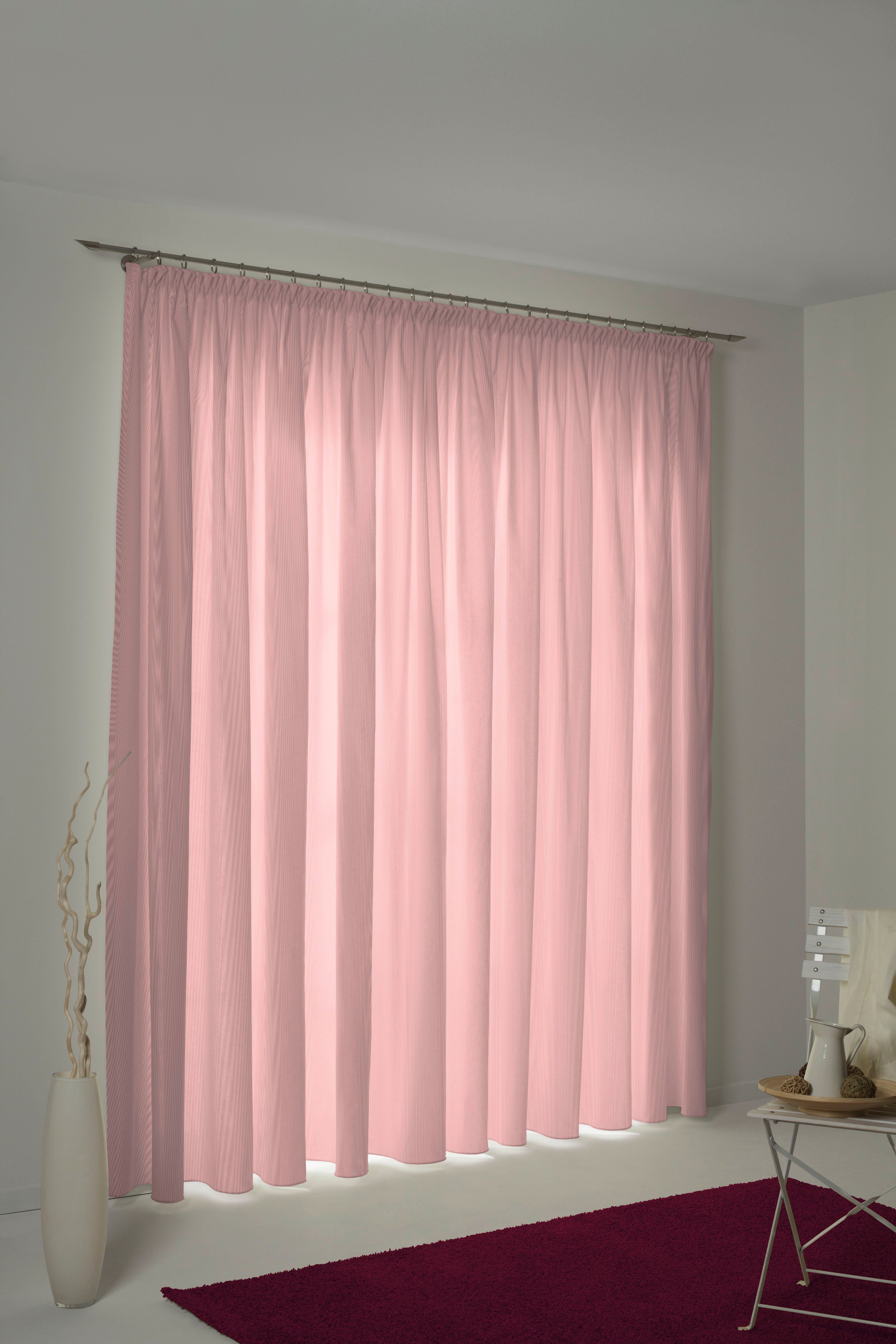 Vorhang Uni St), Wirth, Maß rosa Kräuselband (1 blickdicht, Collection, nach