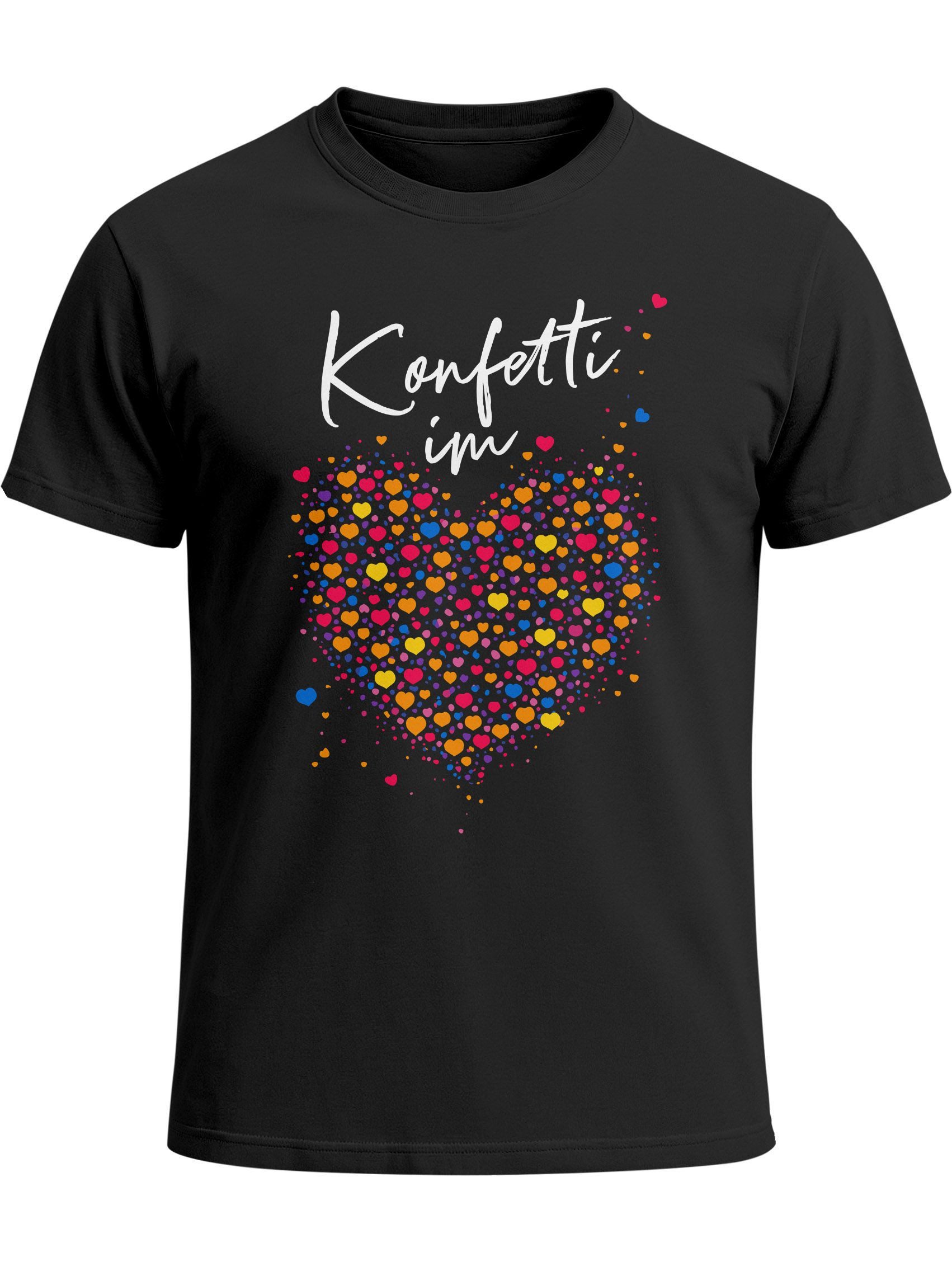 Print-Shirt Herren T-Shirt Fasching Karneval - Konfetti Herz -Kostüm-Ersatz