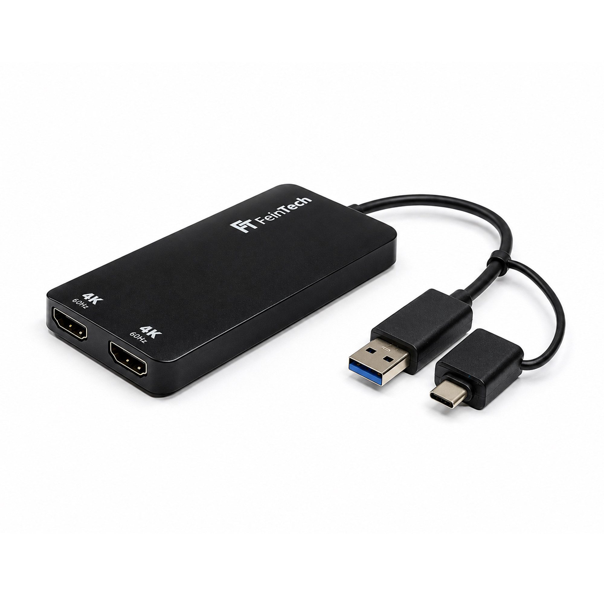 FeinTech CX210 USB Adapter für 2 HDMI Monitore Audio- & Video-Adapter USB Typ A, USB Typ C zu HDMI, 2x 4K 60Hz