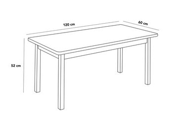 BioKinder - Das gesunde Kinderzimmer Kindertisch Robin, Kindergartentisch rechteckig 120x60 Höhe 52 cm Erle