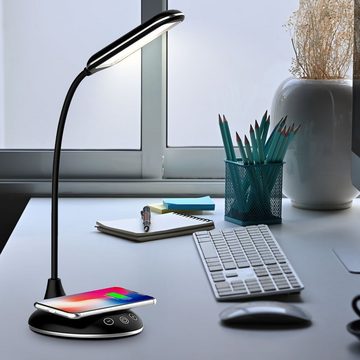 etc-shop Schreibtischlampe, LED-Leuchtmittel fest verbaut, Kaltweiß, Warmweiß, Neutralweiß, Tageslichtweiß, Tischlampe Tischleuchte Schreibtischlampe, Wireless Charger,-