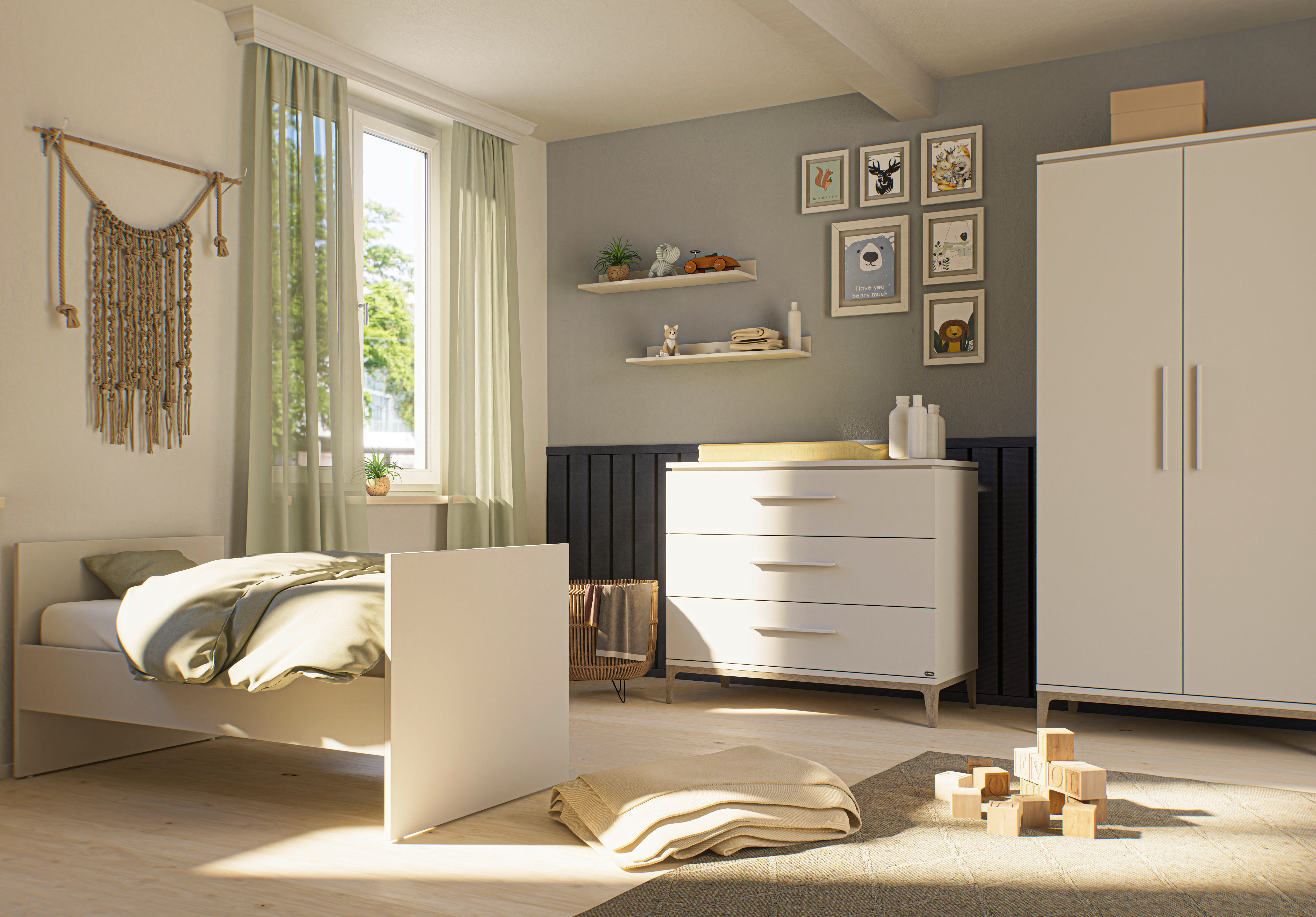 PAIDI Umbauseiten CUTIE LEA in Weiß, Erweiterungs-Set zum Kinderbett, Off-White, Umbau vom 70x140cm Babybett zum Juniorbett