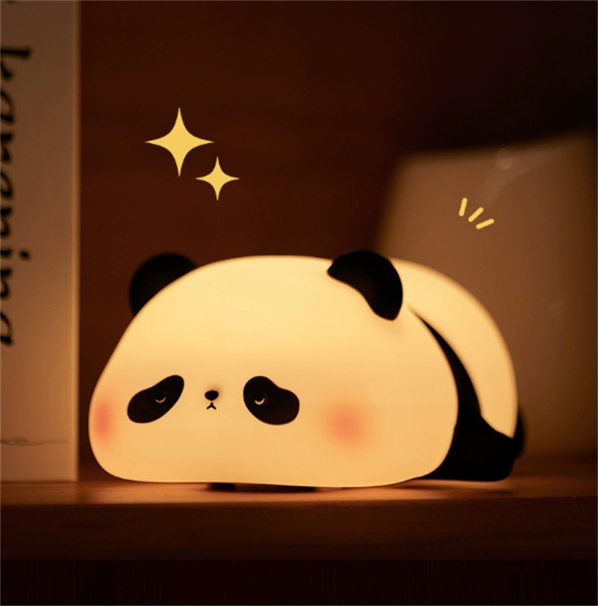 Nachtlicht selected Geschenkbox, schwarze Roter LED-Nachtlicht, Panda, Heißgeprägte Verpackung Kindergeschenk, carefully