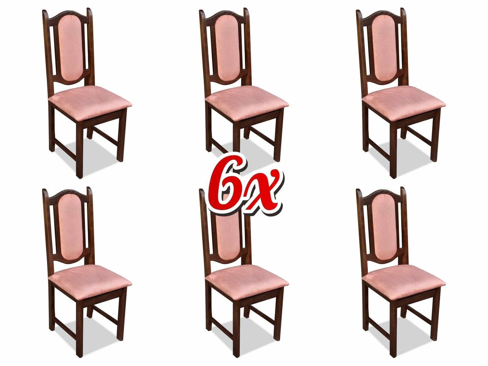 JVmoebel Stuhl, Esszimmer Garnitur 6x Stuhl Set Stühle Lehn Massive Holz Möbel Sets Essgruppe