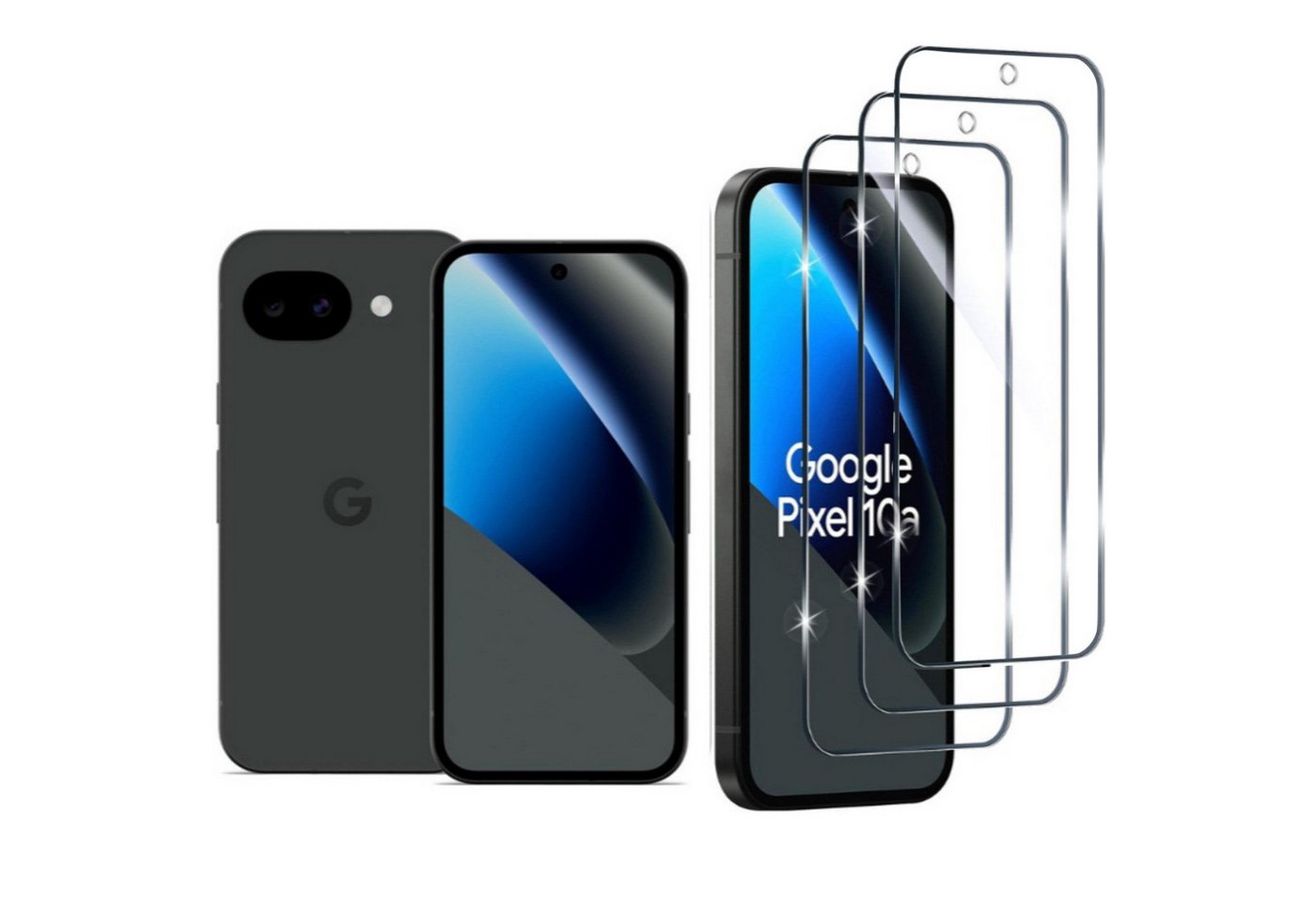 CLM-Tech Displayschutzglas 3X für Google Pixel 10a, Panzerglas Folie - Blasenfreie Anbringung und kratzfest -, 3 Stück, Anti-Fingerabdruck