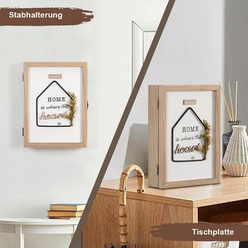 DOPWii Schlüsselbrett Schlüsselhalter aus Holz, wandmontierter Schlüsselkasten, mit 8 Schlüsselhaken, dekoratives Schlüsselbrett