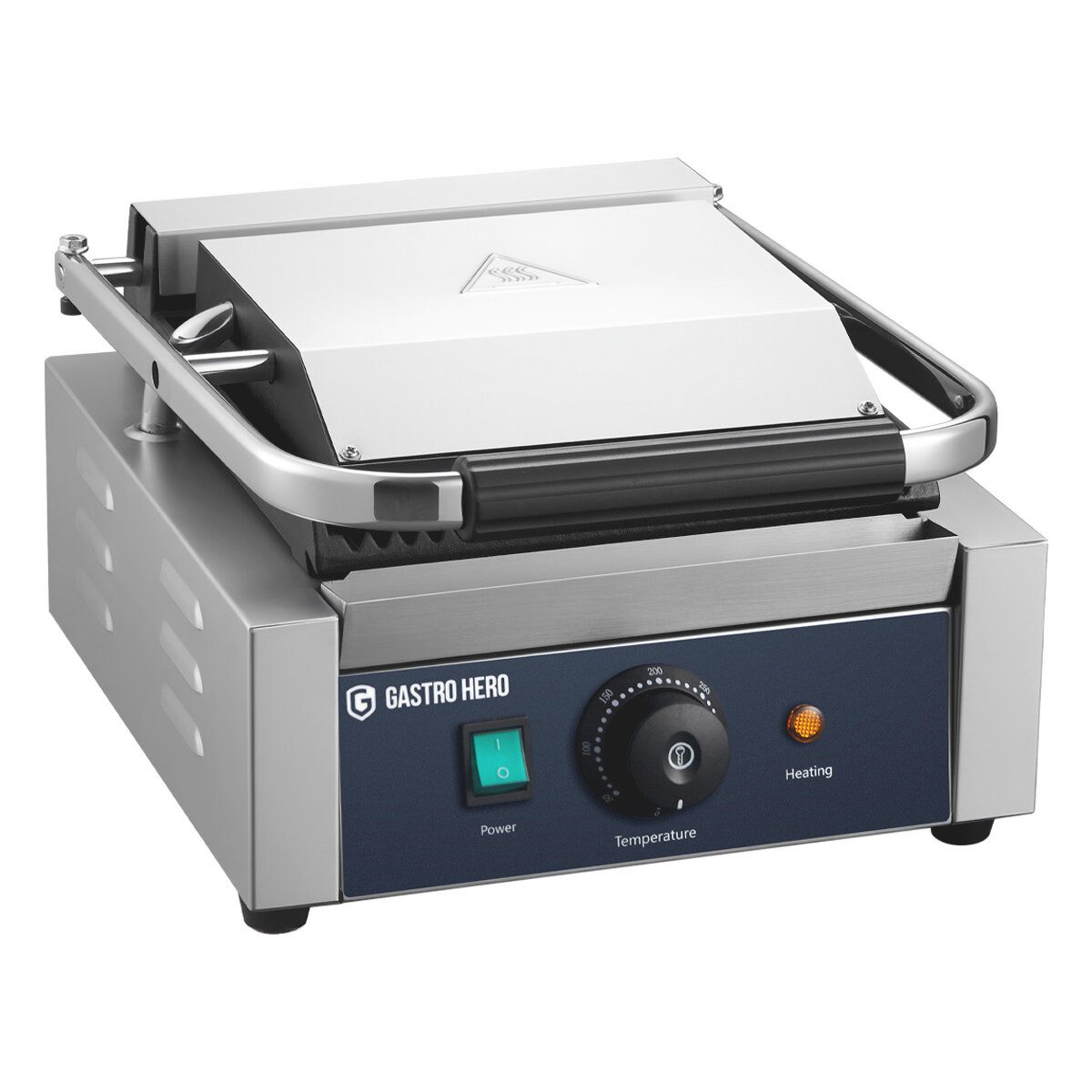 GastroHero Kontaktgrill Elektro Kontaktgrill gerillt 1,8 kW Edelstahl, 1800 W