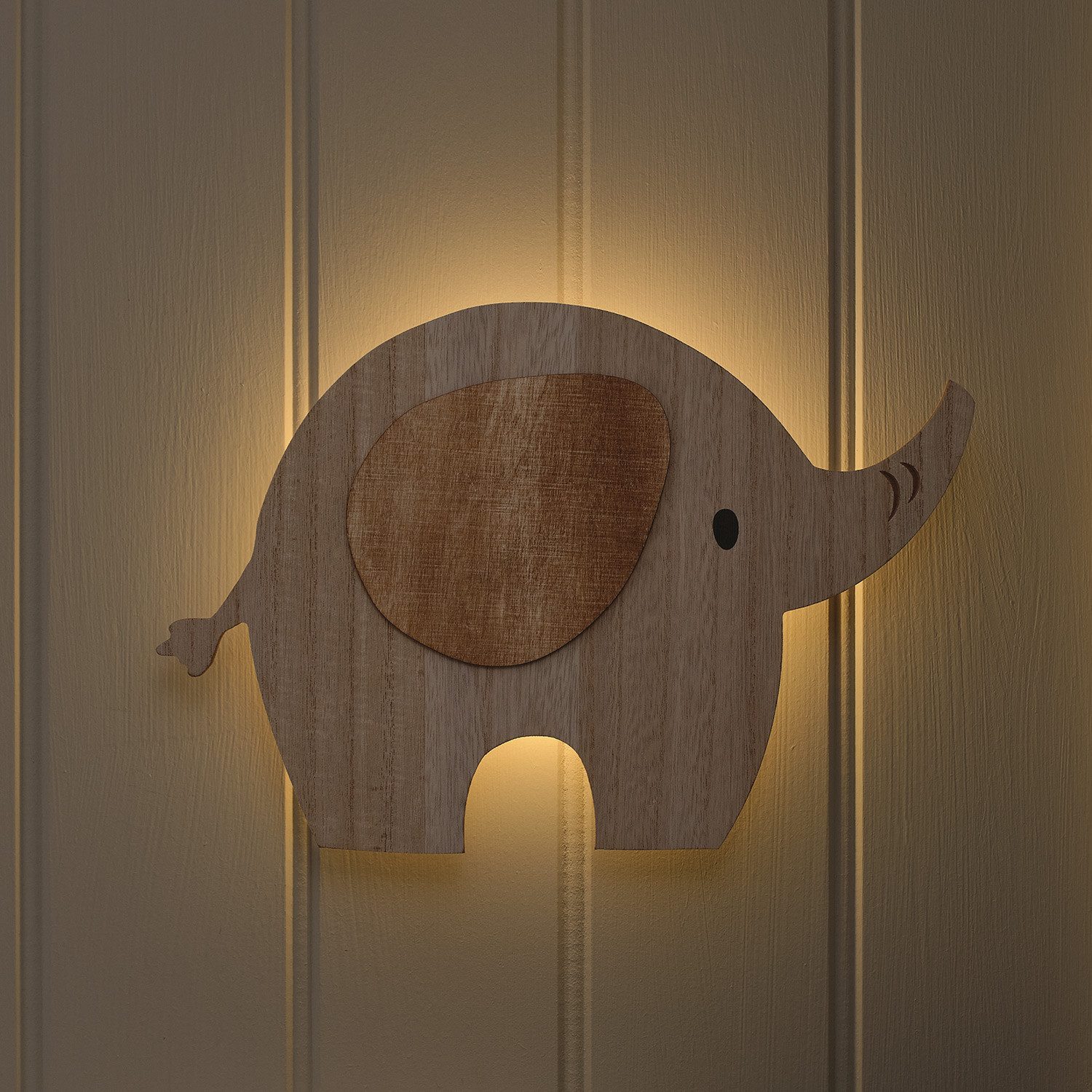Lights4fun LED Wandleuchte Ernie der Elefant-Wandlampe fürs Kinderzimmer mit Fernbedienung & Time