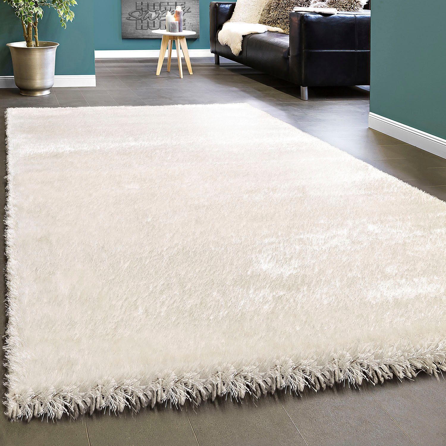 Hochflor-Teppich Touch 100, Paco Home, rechteckig, Höhe: 49 mm, weicher Uni  Shaggy mit Glanz Garn, Wohnzimmer, perfekt für das Wohnzimmer geeignet