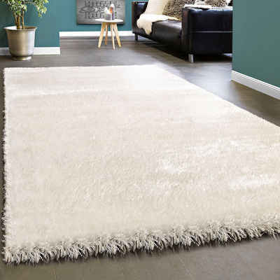 Hochflor-Teppich Touch 100, Paco Home, rechteckig, Höhe: 49 mm, weicher Uni Shaggy mit Glanz Garn, Wohnzimmer