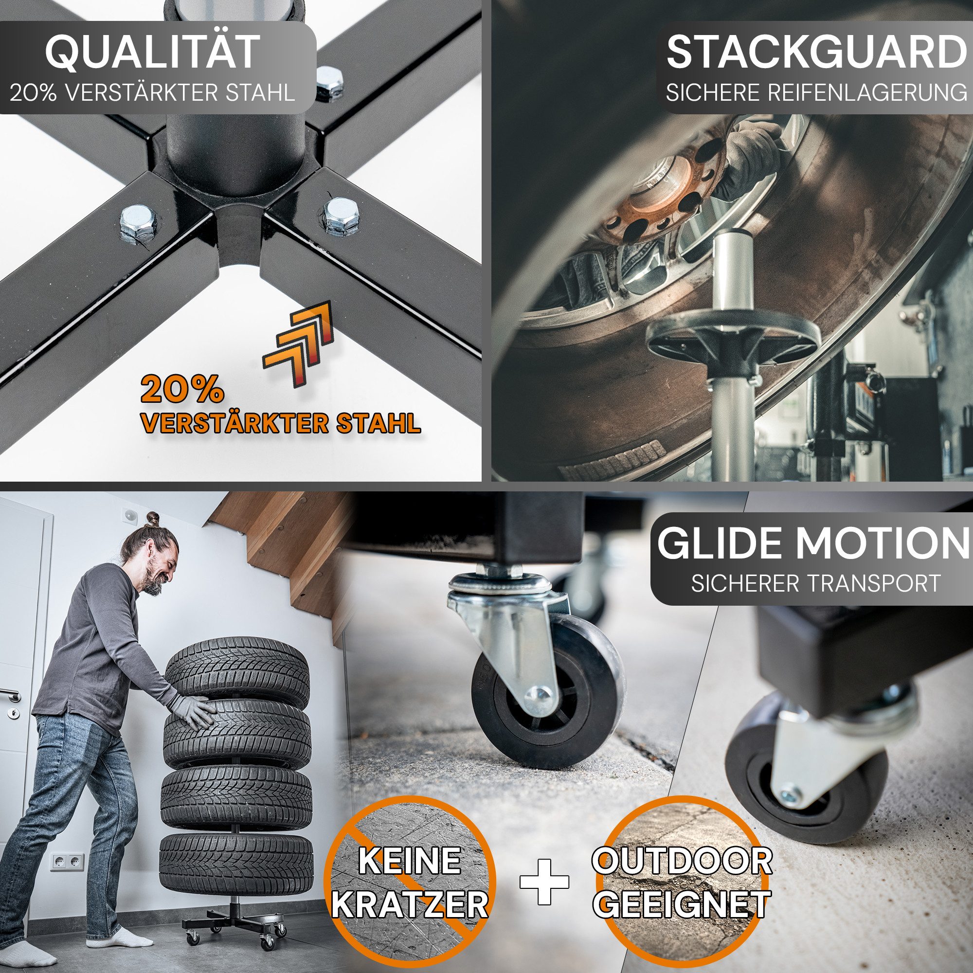 ALL Felgenbaum Premium Qulität, für 4 Reifen, bis 225 mm Reifenbreite, Set, 1er-Set, 225mm