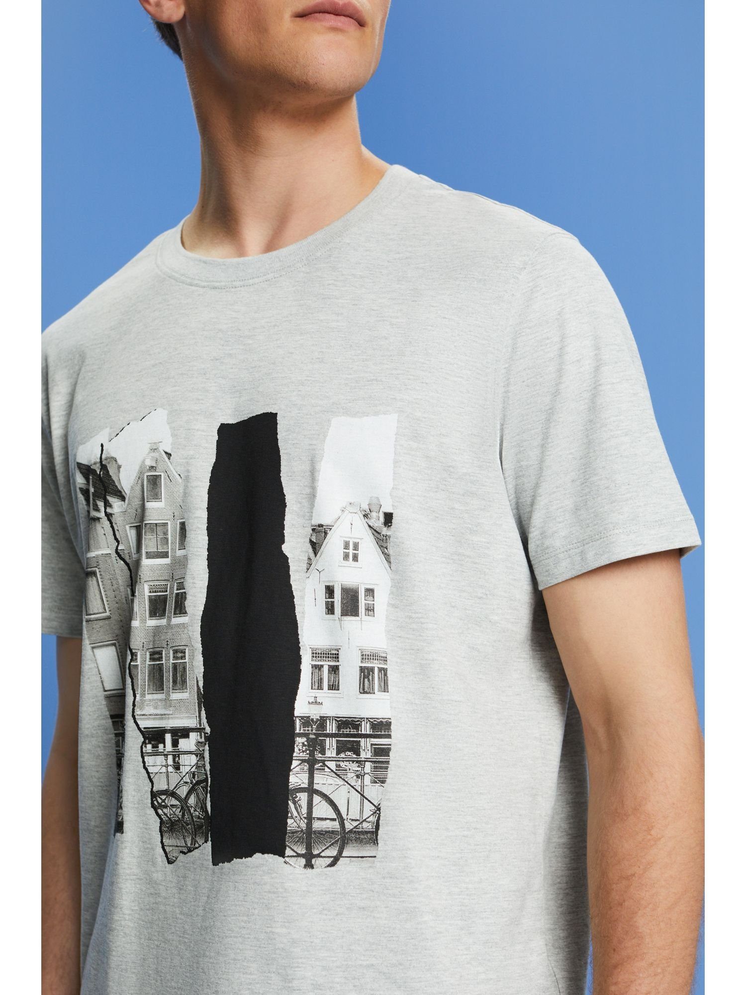 Esprit T-Shirt T-Shirt Bedrucktes (1-tlg) Slub-Jersey aus