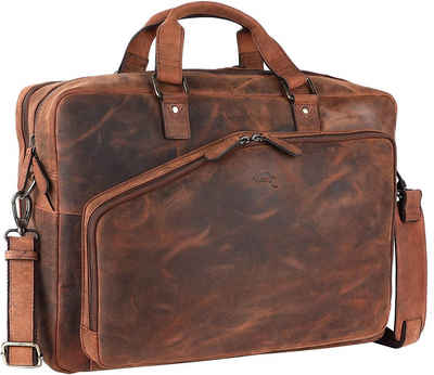TUSC Businesstasche Oberon 17, Premium Businesstasche für Laptop bis 17,3 Zoll im Vintage Stil