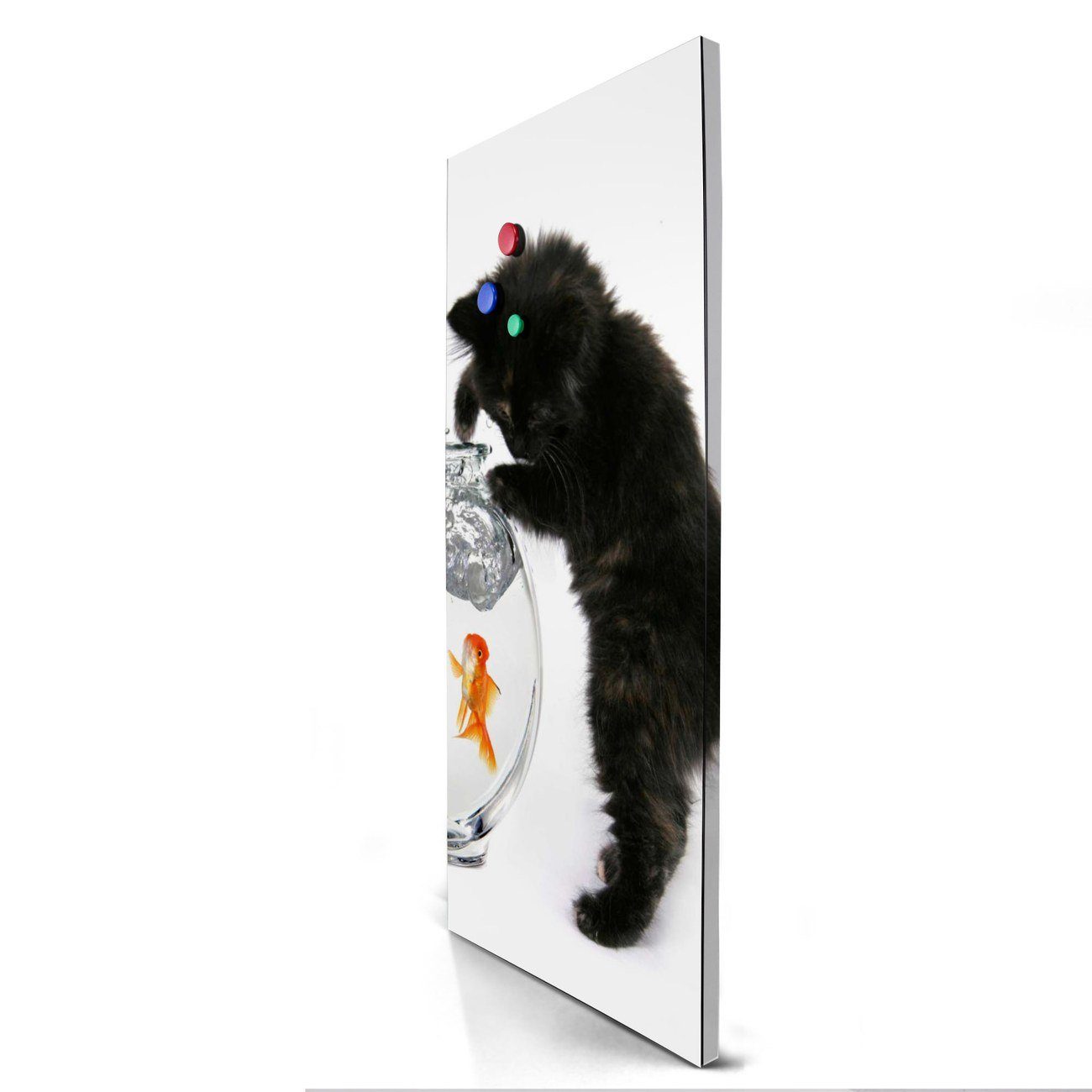 banjado Wandtafel Stahl Katze 4 (inkl. Magnete, schwarz Fisch, Stahlmagnettafel) Und